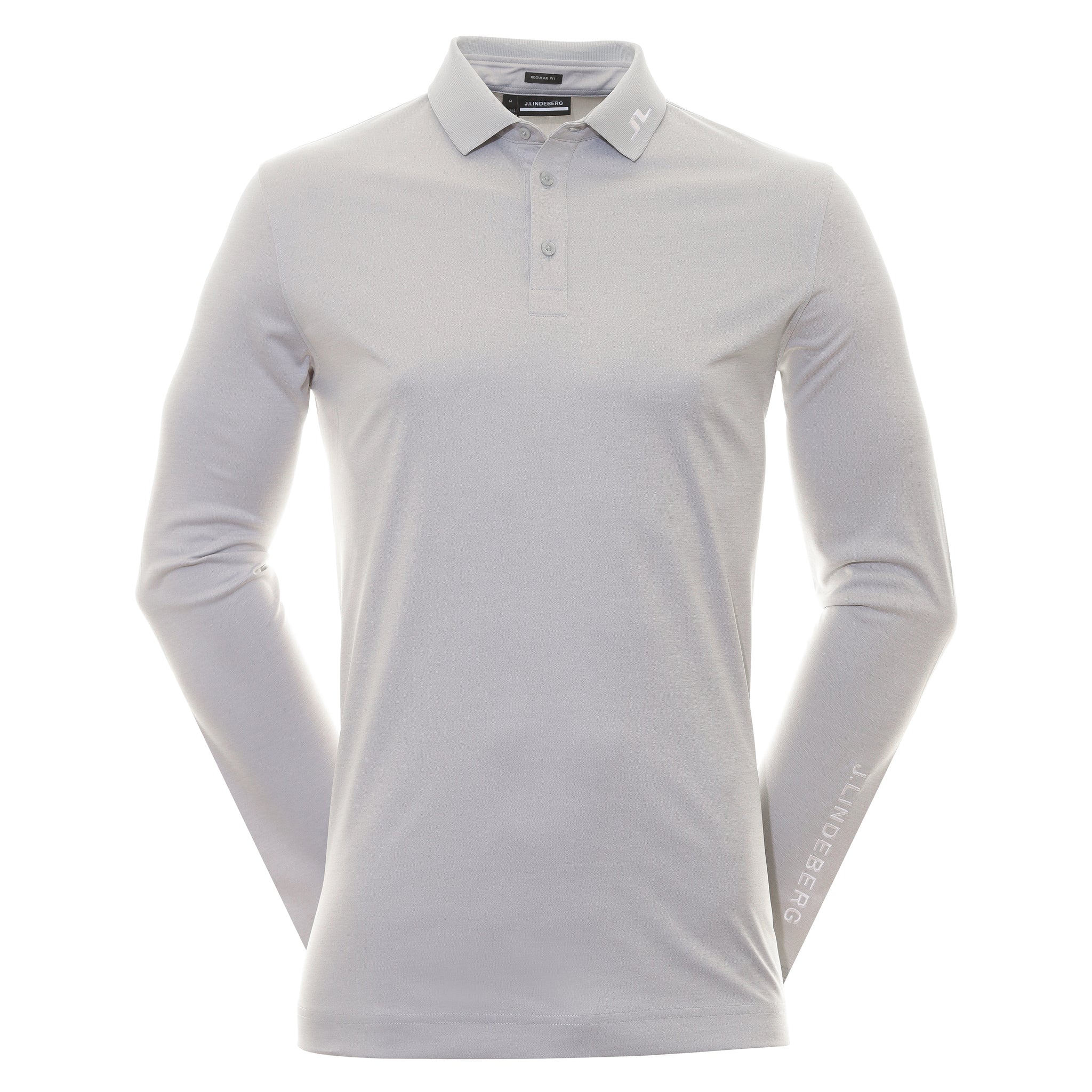 J.Lindeberg Golf Tour Tech Long Sleeve Polo Shirt GMJT08572 Light Grey ...
