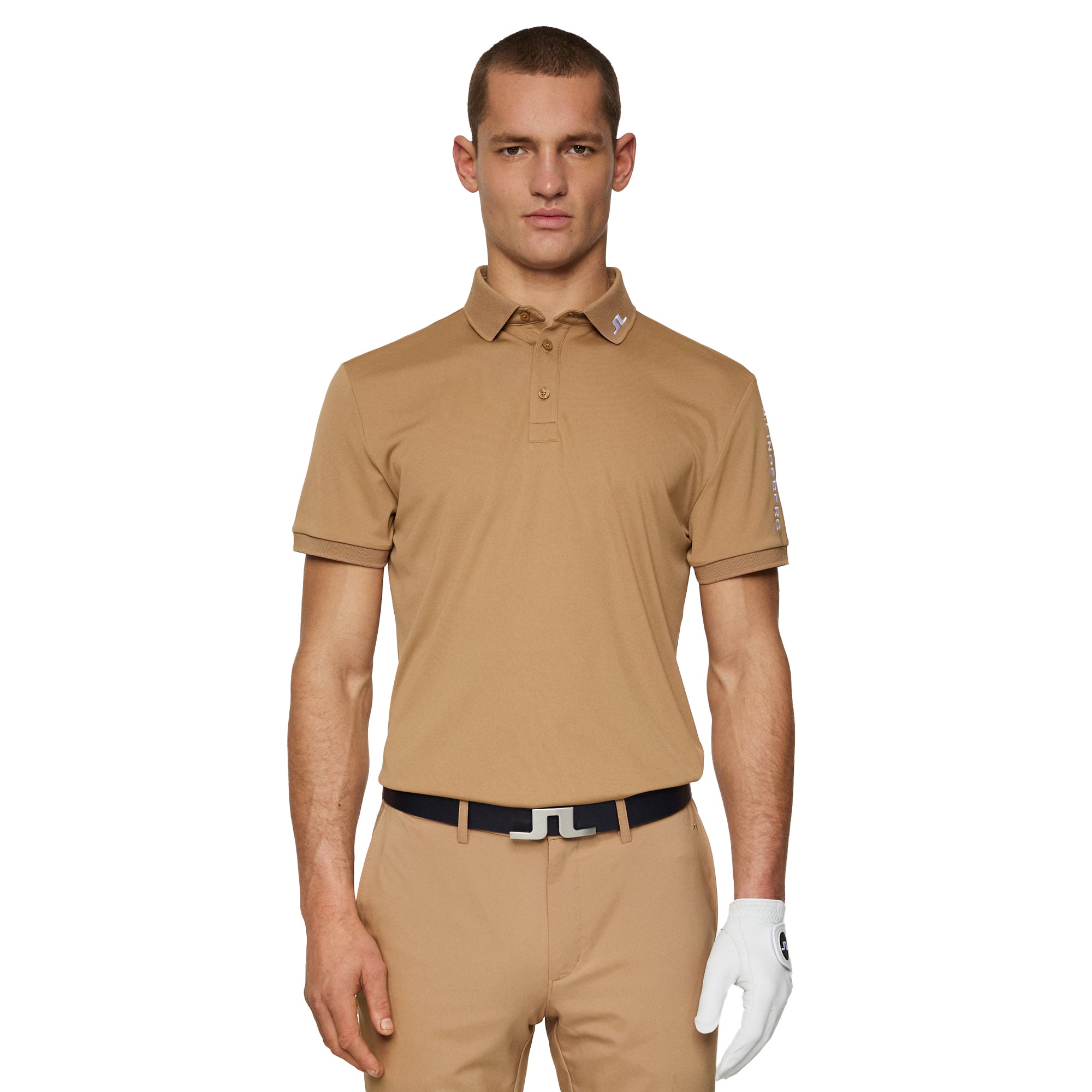 J.Lindeberg Golf Tour Tech Polo Shirt SS25 Tigers Eye E376