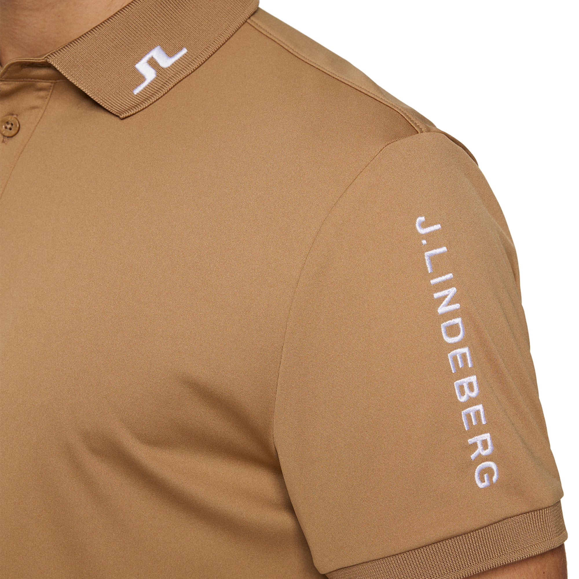 J.Lindeberg Golf Tour Tech Polo Shirt SS25 Tigers Eye E376