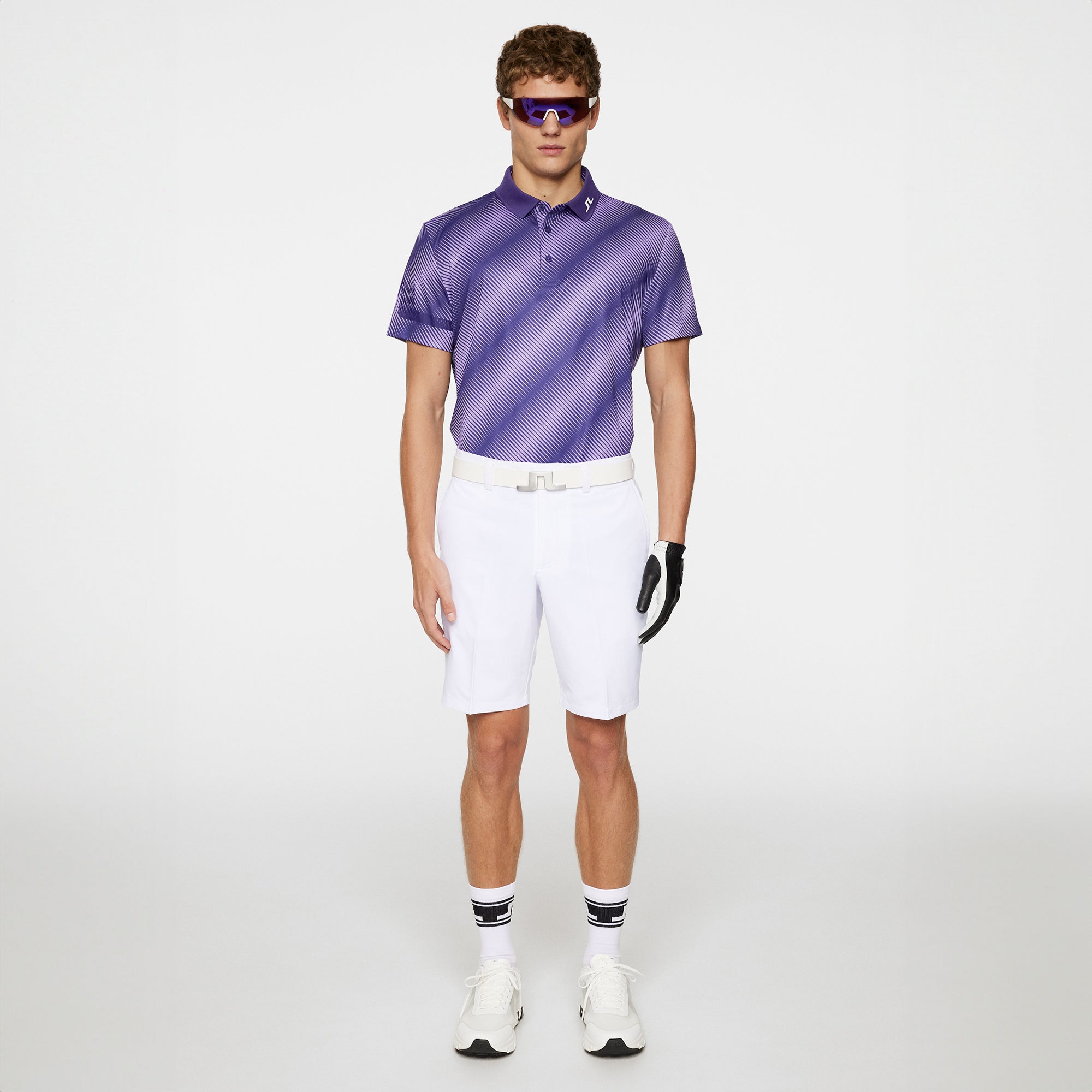 J.Lindeberg Golf Heath Print Polo Shirt PS25 Comb Deep Wisteria Q290