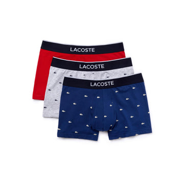 Lacoste Cotton Stretch Trunk 3-Pack Grey/Red/Royal W3T 