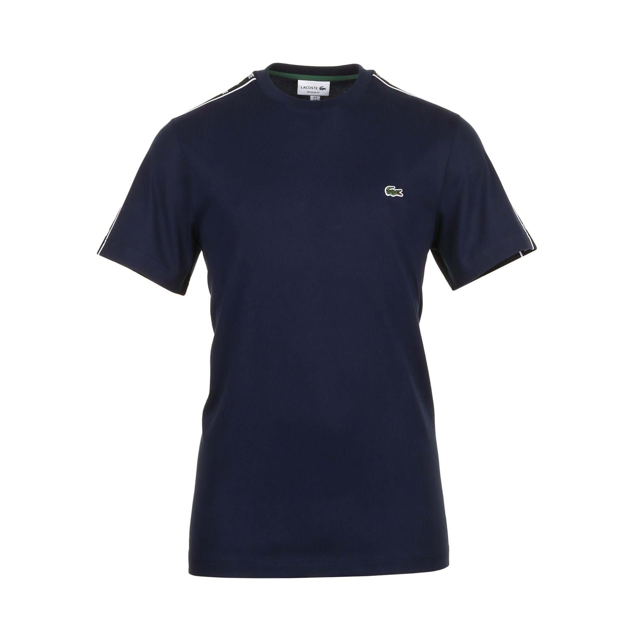 Lacoste Logo Stripe Tee Shirt Navy 166