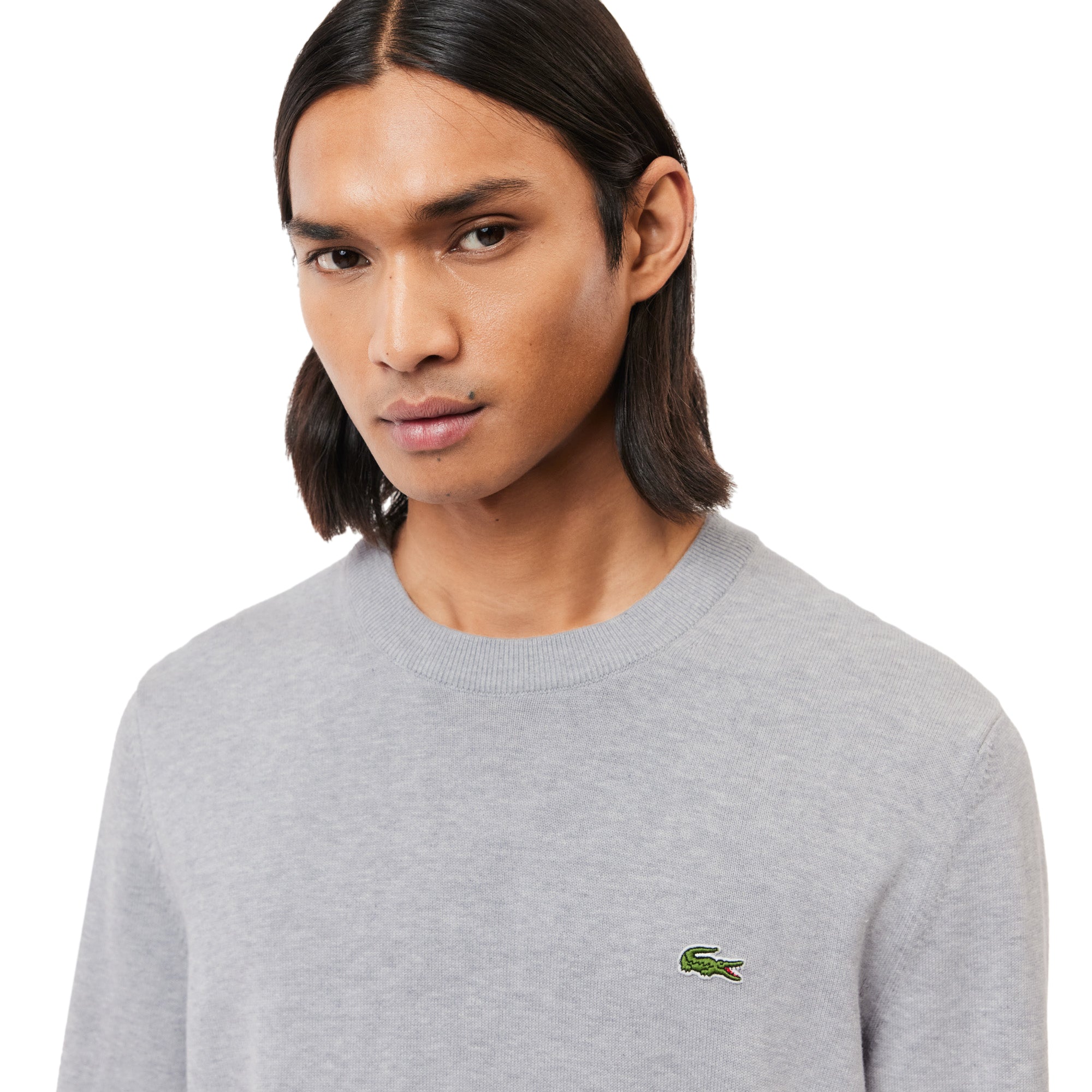 Lacoste Organic Cotton Crew Sweater Grey Chine CCA