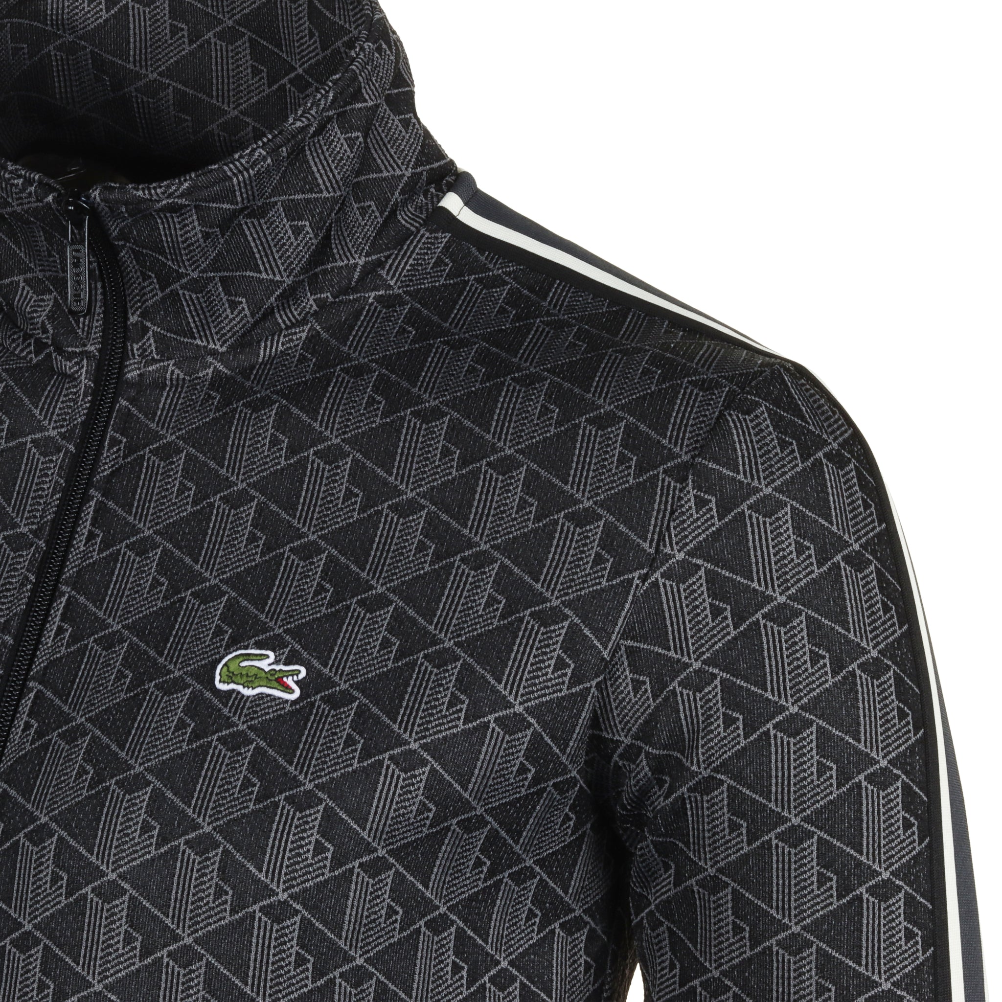 Lacoste Paris Jacquard Monogram Full Zip Black/Graphite 4PC