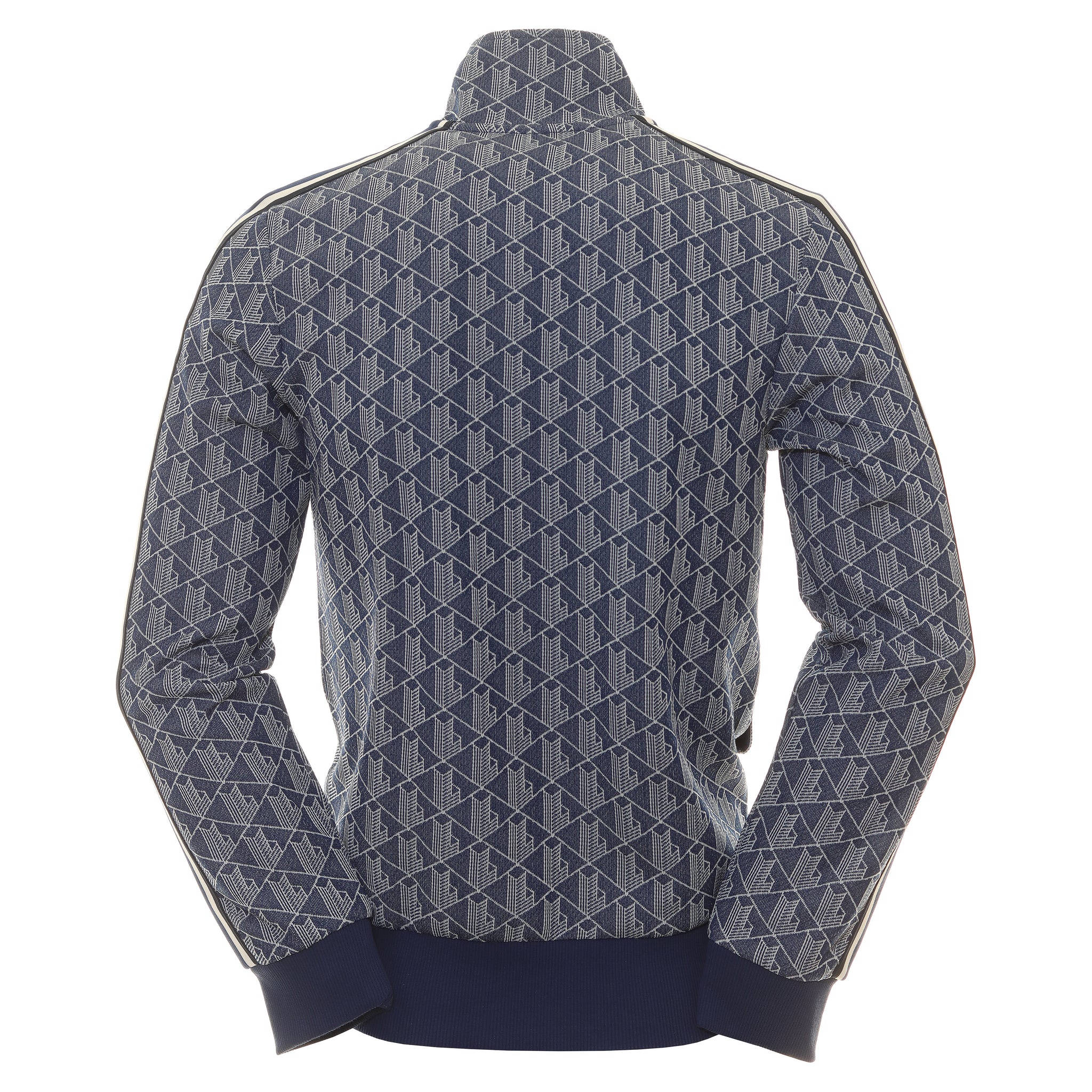 Paris Jacquard Monogram Zipped Sweatshirt Navy Blue / White