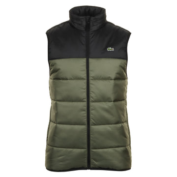 Lacoste Water Repellent Hooded Puffer Vest Khaki/Black 3HK