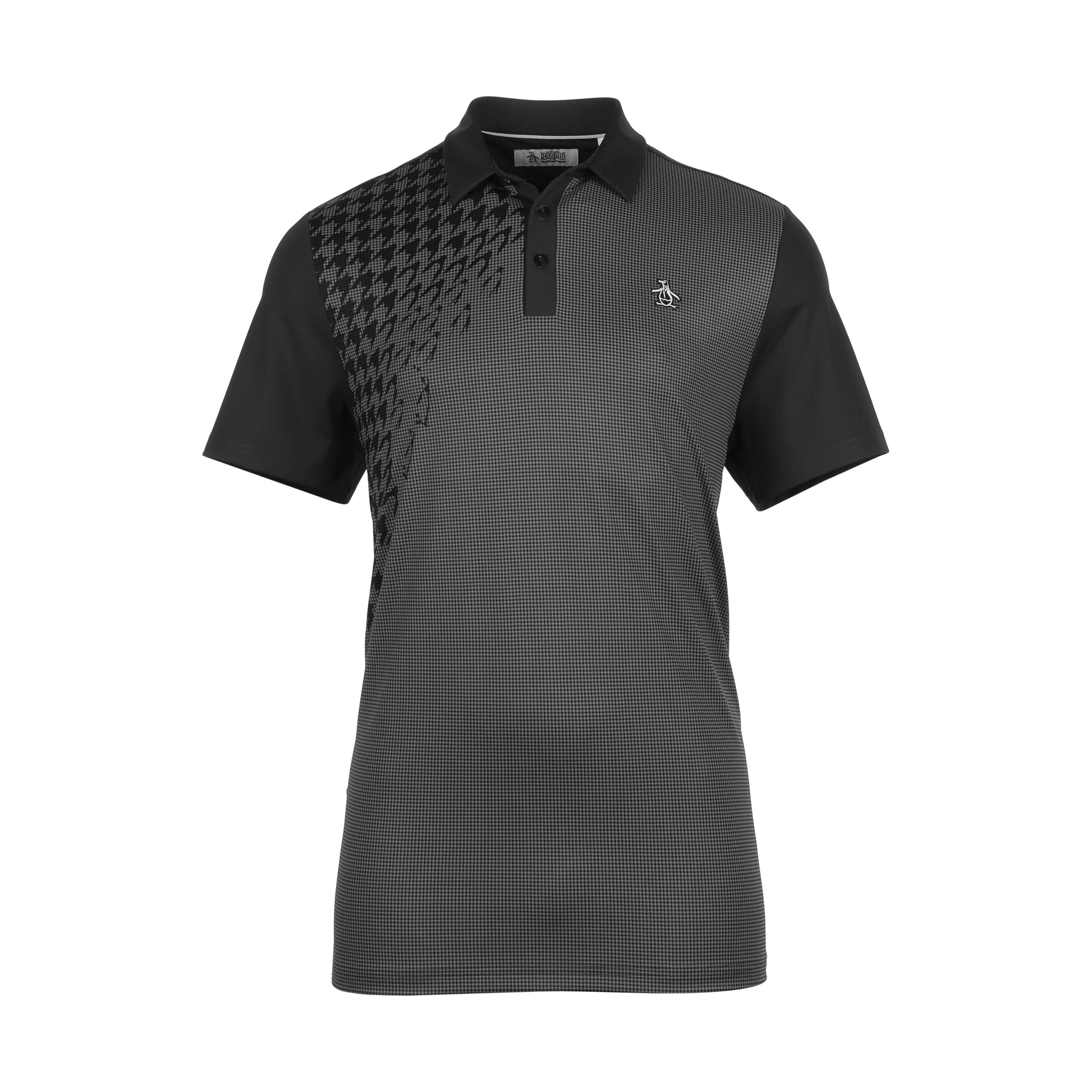 Original Penguin Golf Asymmetrical Pete Gingham Polo Shirt Caviar 001