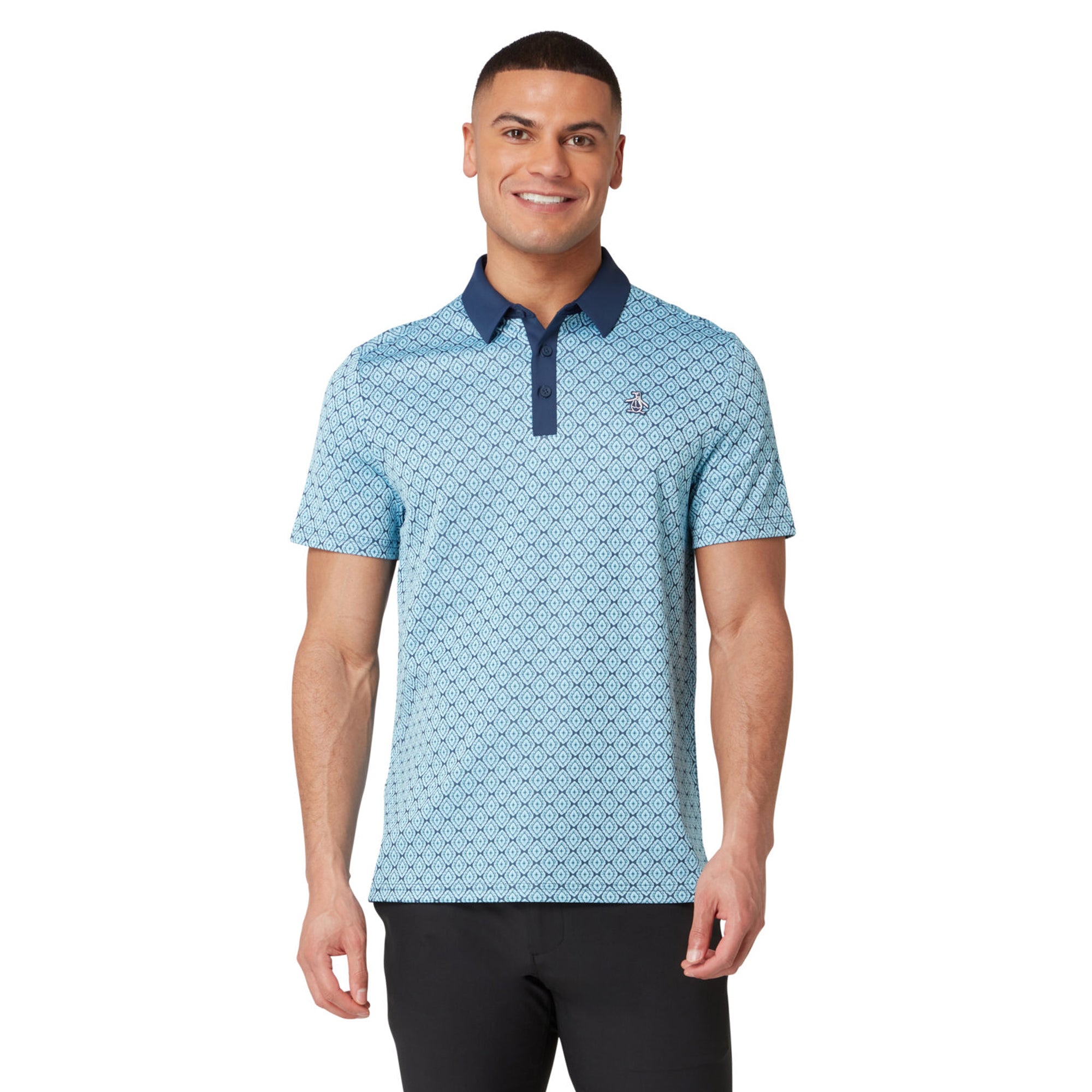 Original Penguin Golf Bohemian Jacquard Polo Shirt Black Iris 417