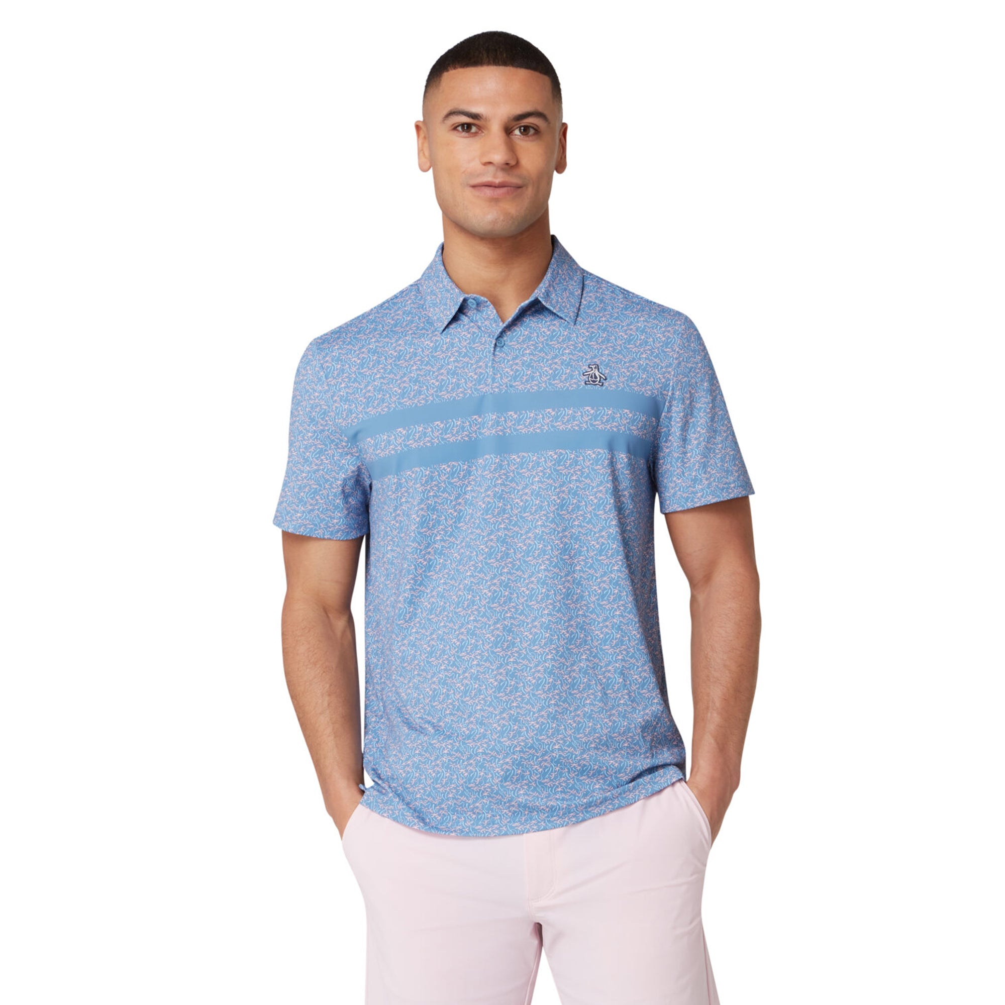 Original Penguin Golf Novelty Striped Polo Shirt Quiet Harbour 453