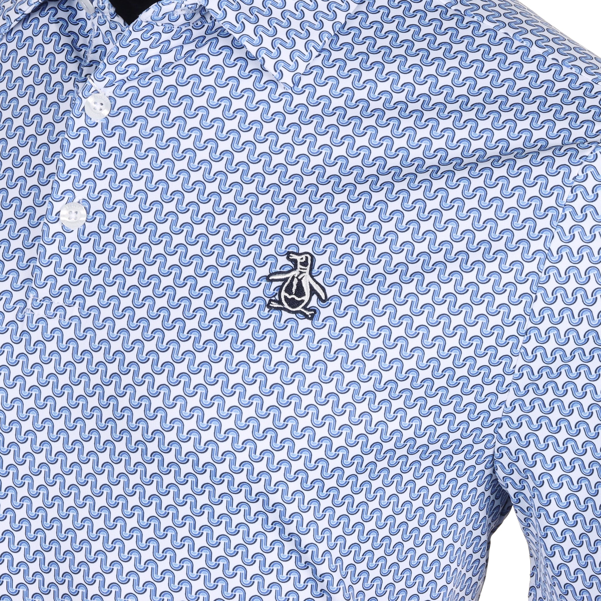 Original Penguin Golf Heritage Geo Print Polo Shirt Amparo Blue 976