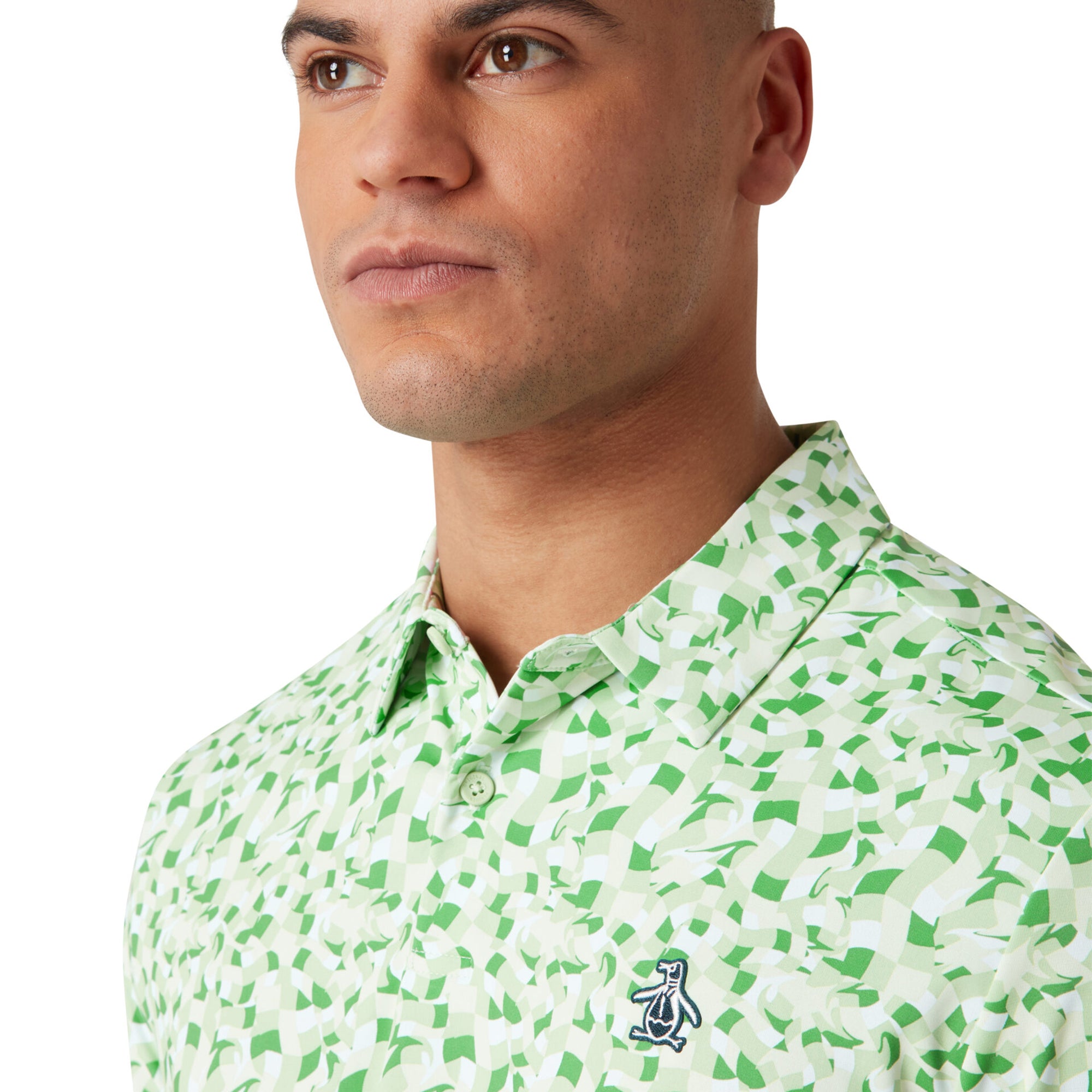 Original Penguin Golf Under Water Mosaic Polo Shirt Spruce Stone 338