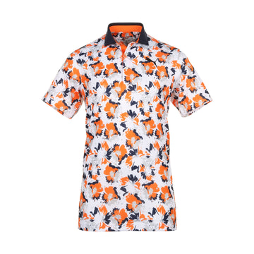 Puma Golf Borrego Pique Polo Shirt White Glow/Rickie Orange 05