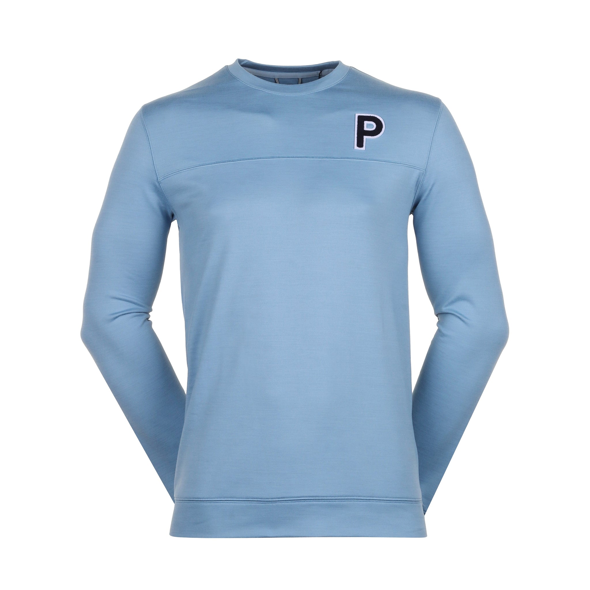 Puma Golf Cloudspun Patch Crew Neck 625111 Zen Blue Heather 08 Function18 Restrictedgs