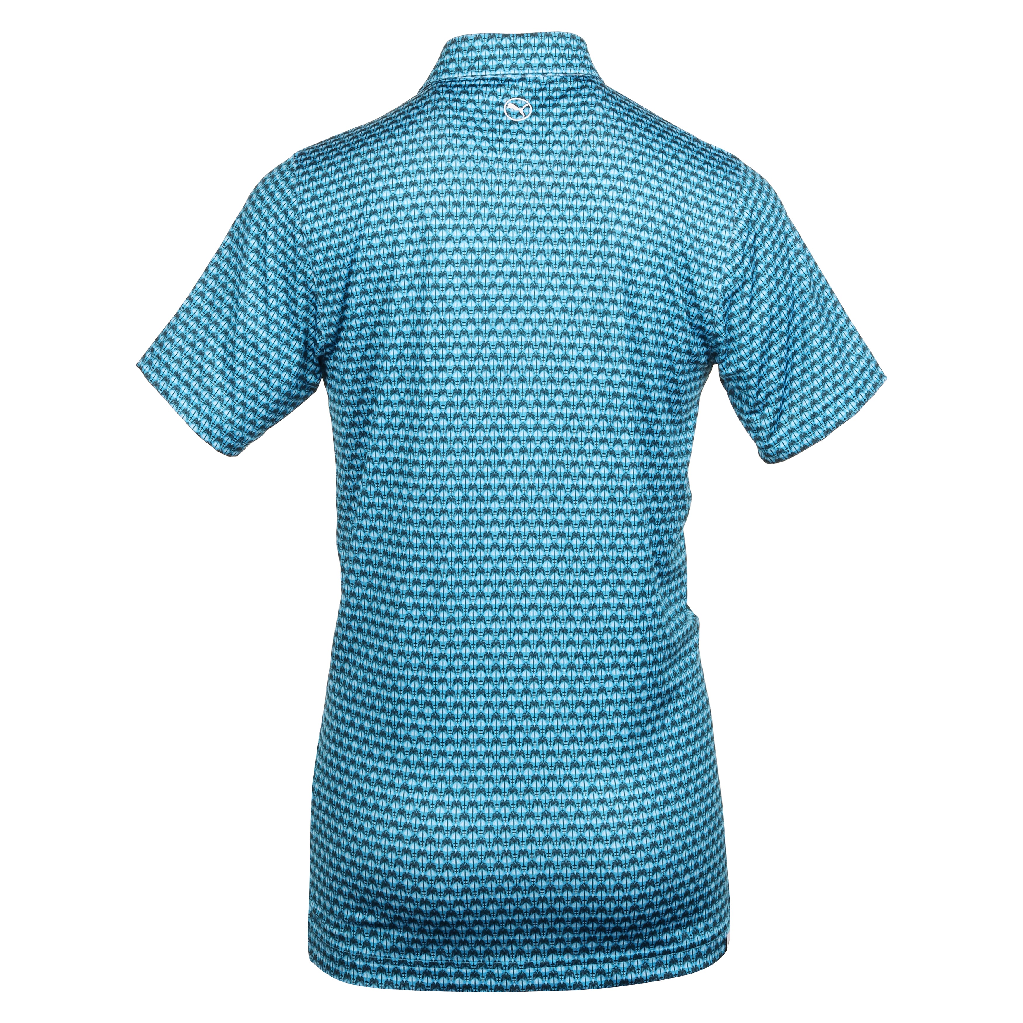 Puma Golf Palm Deco Polo Shirt 624477 Aqua Blue Puma Black 03 | Function18