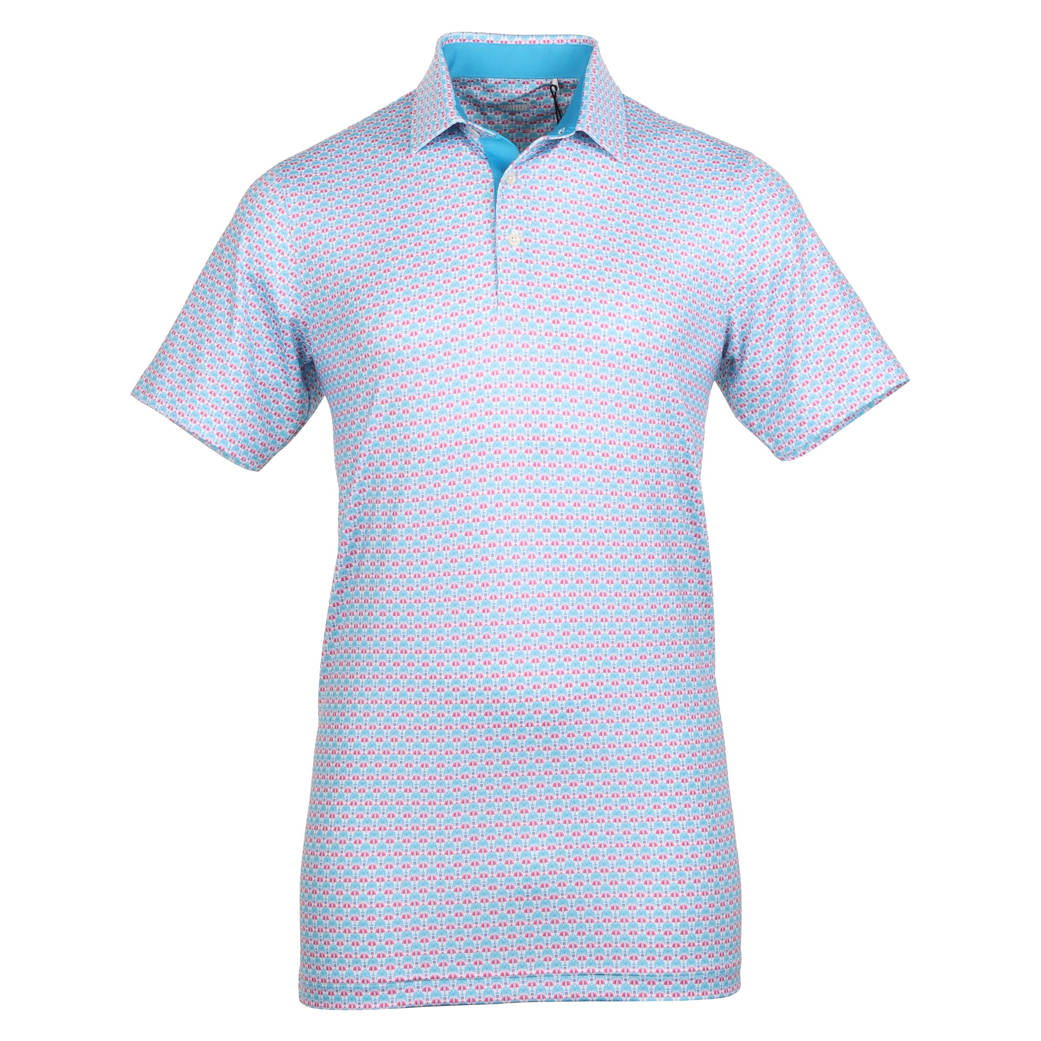 Puma Golf Palm Deco Polo Shirt 624477 Aqua Blue Garnet Rose 04 ...