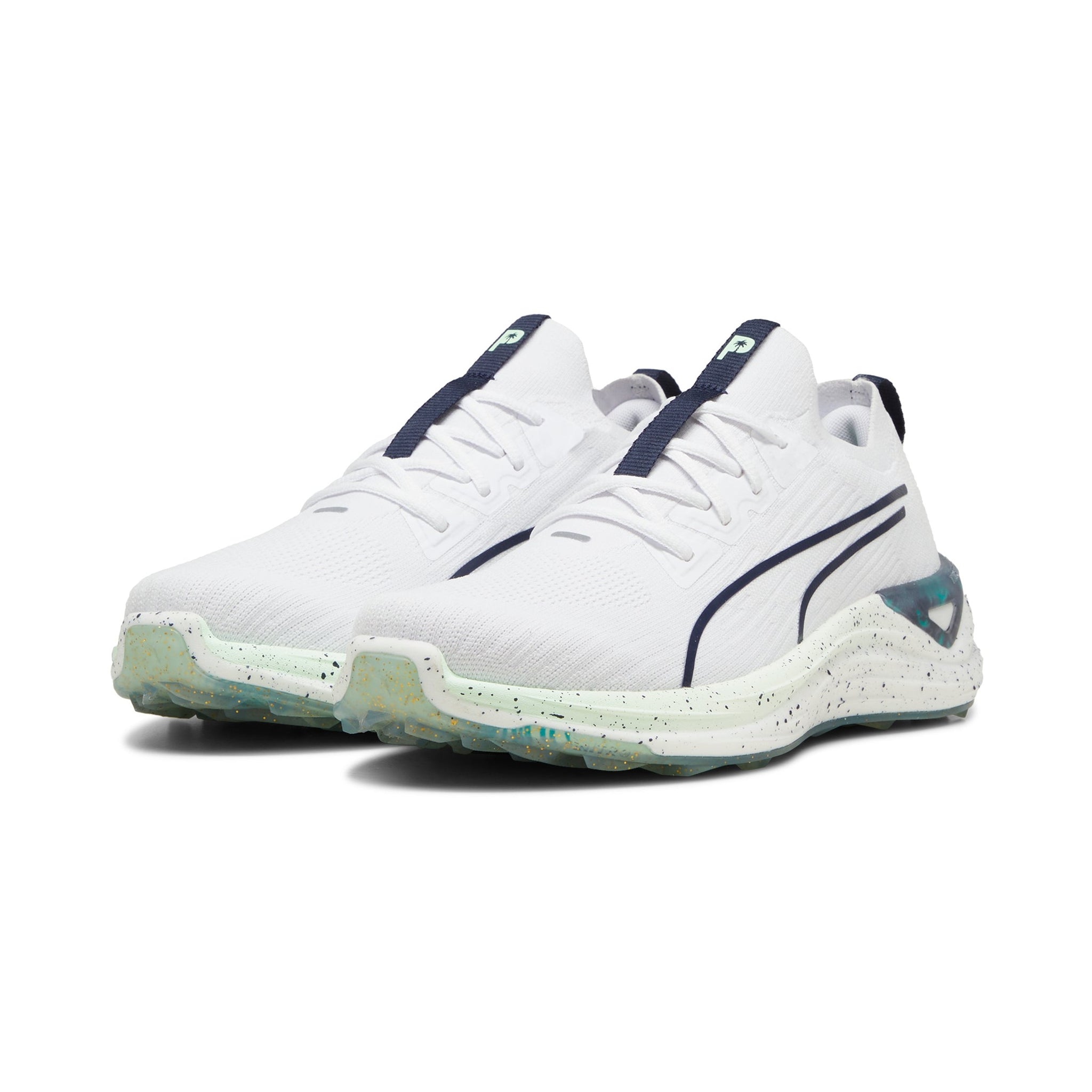 Puma x PTC Electrocat Nitro Golf Shoes White/Navy/Fresh Mint 01