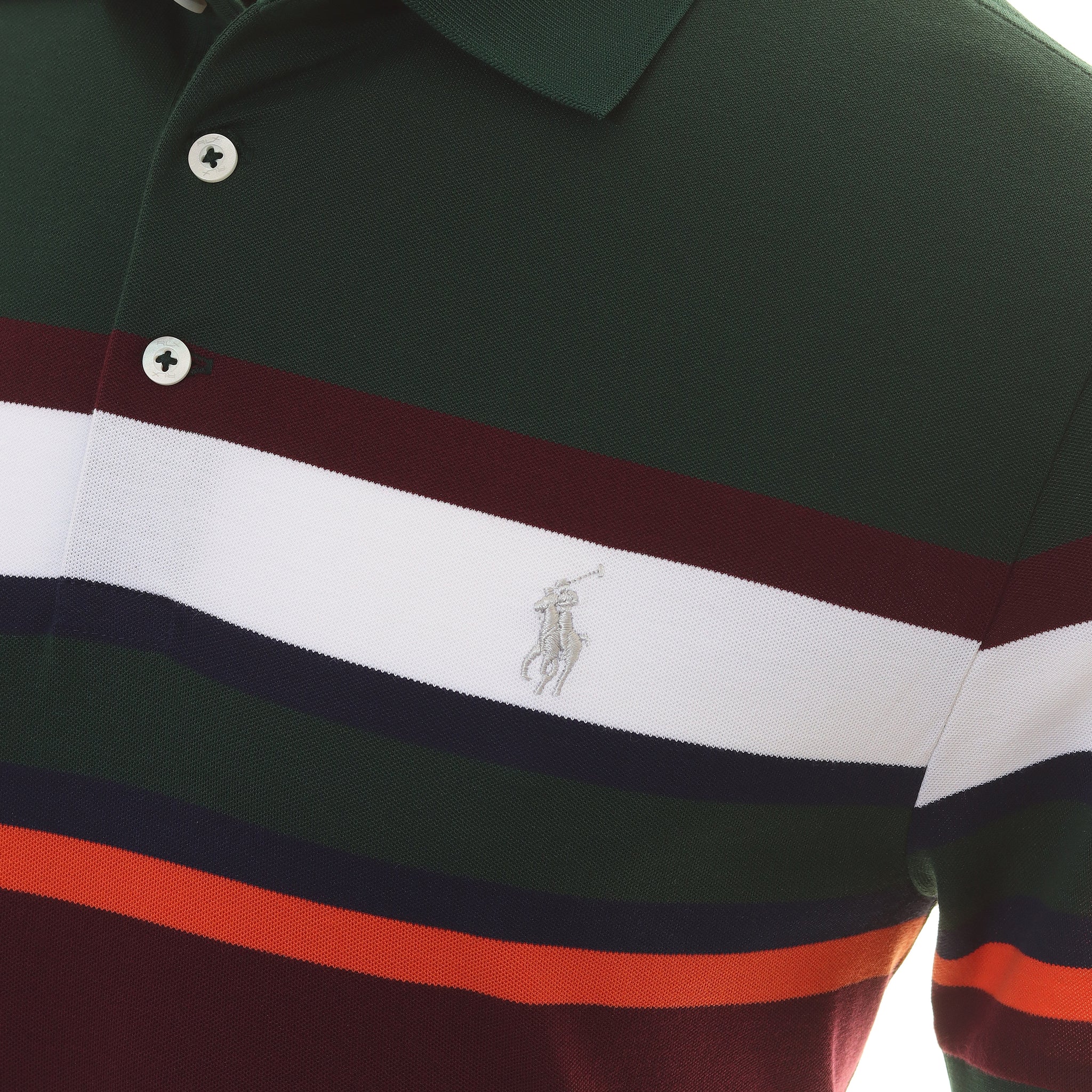 RLX Ralph Lauren Block Stripe Pique Polo Shirt 785916157 Moss Agate ...