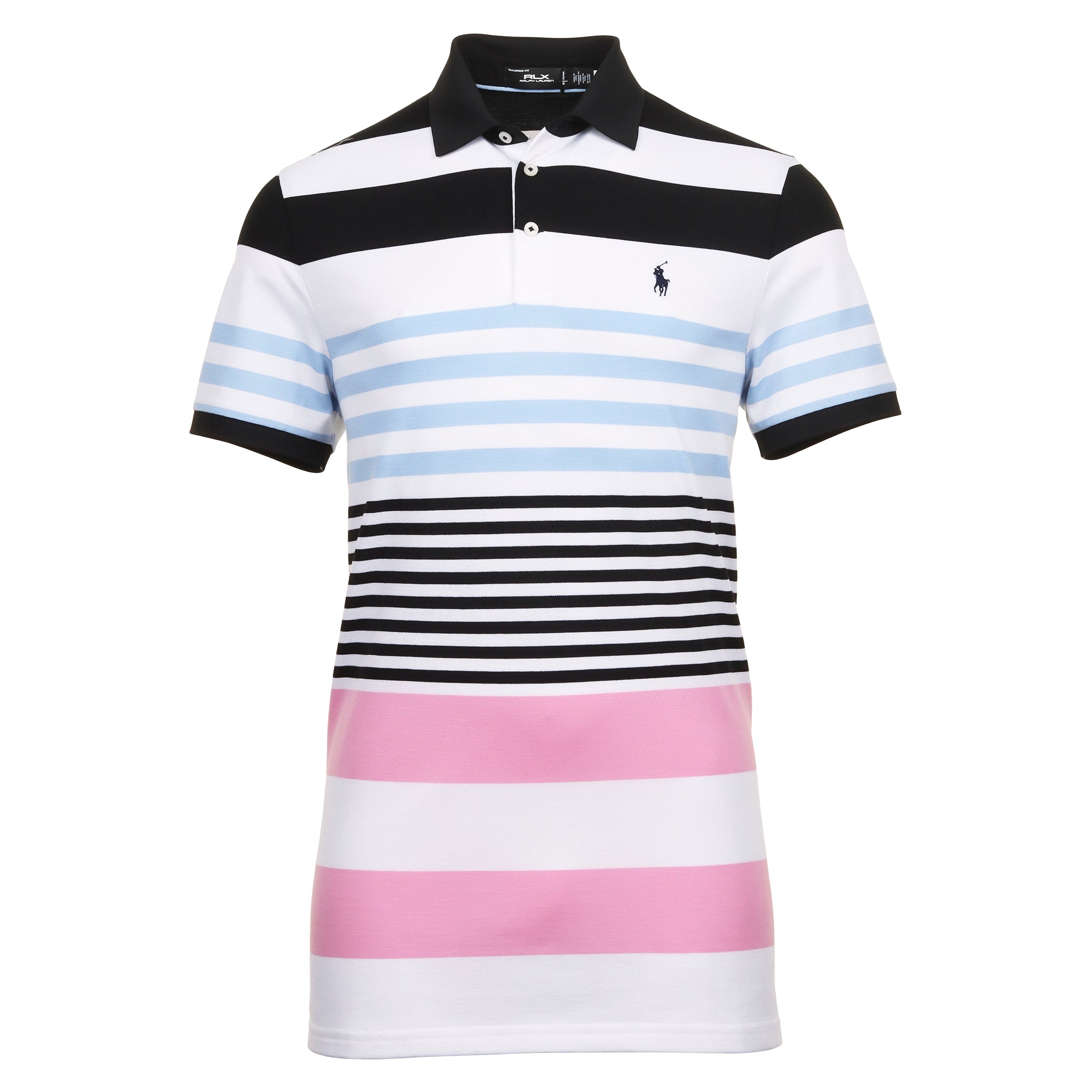 Black white striped ralph lauren polo shirt hotsell