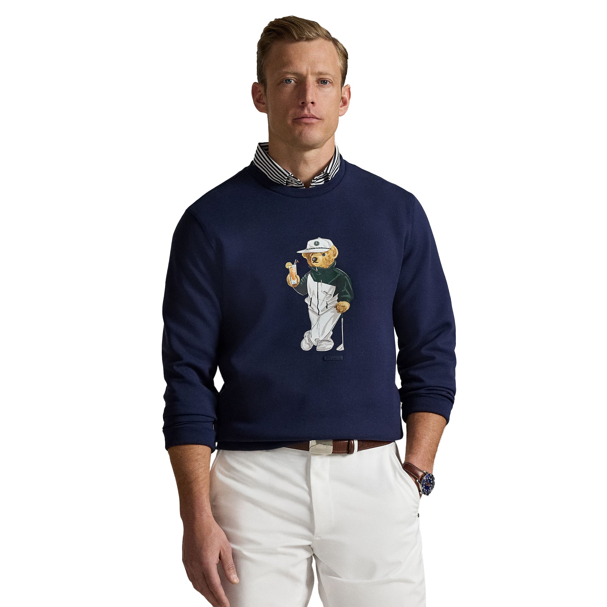 RLX Ralph Lauren Polo Bear Double Knit Sweatshirt Refined Navy 003