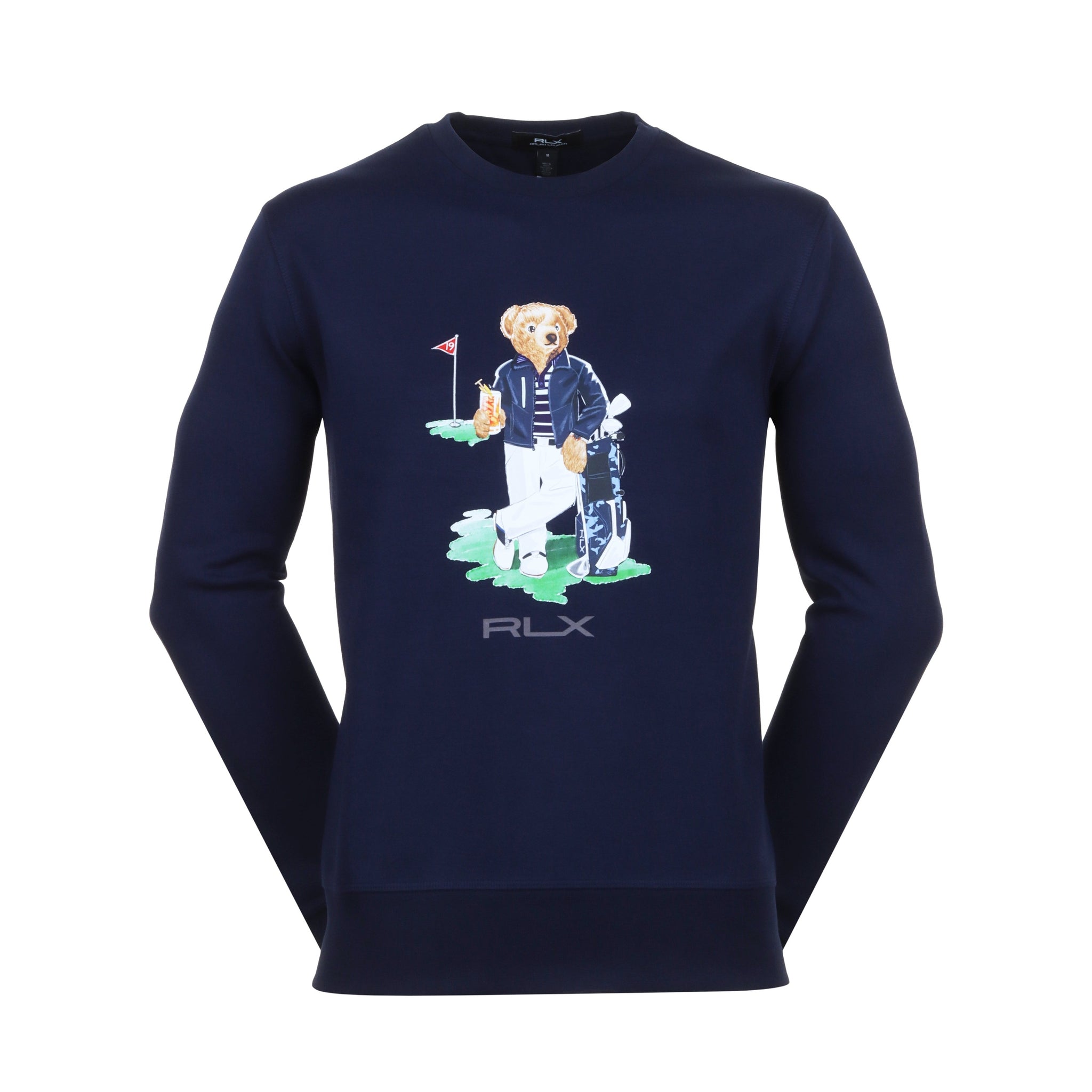 RLX Ralph Lauren Double Knit Bear Crew Neck Refined Navy 001