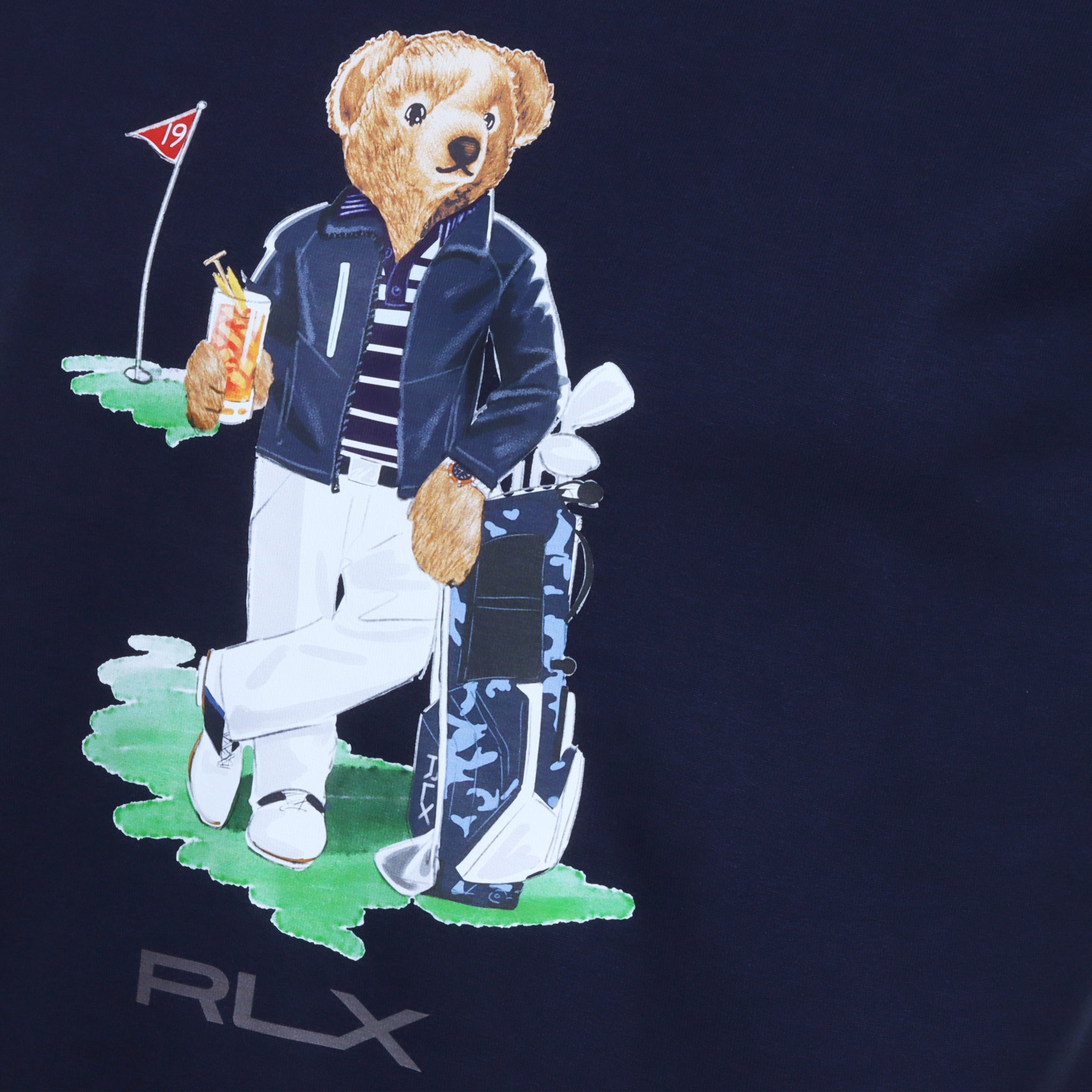 RLX Ralph Lauren Double Knit Bear Crew Neck Refined Navy 001