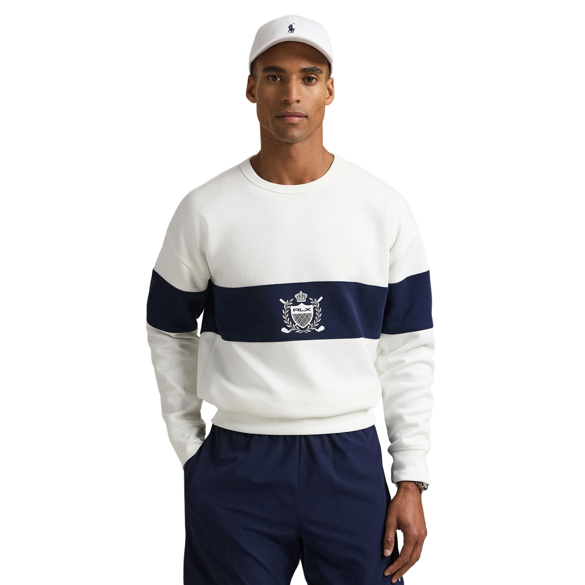 RLX Ralph Lauren Double Knit Crest Sweater Ceramic White/Refined Navy 001