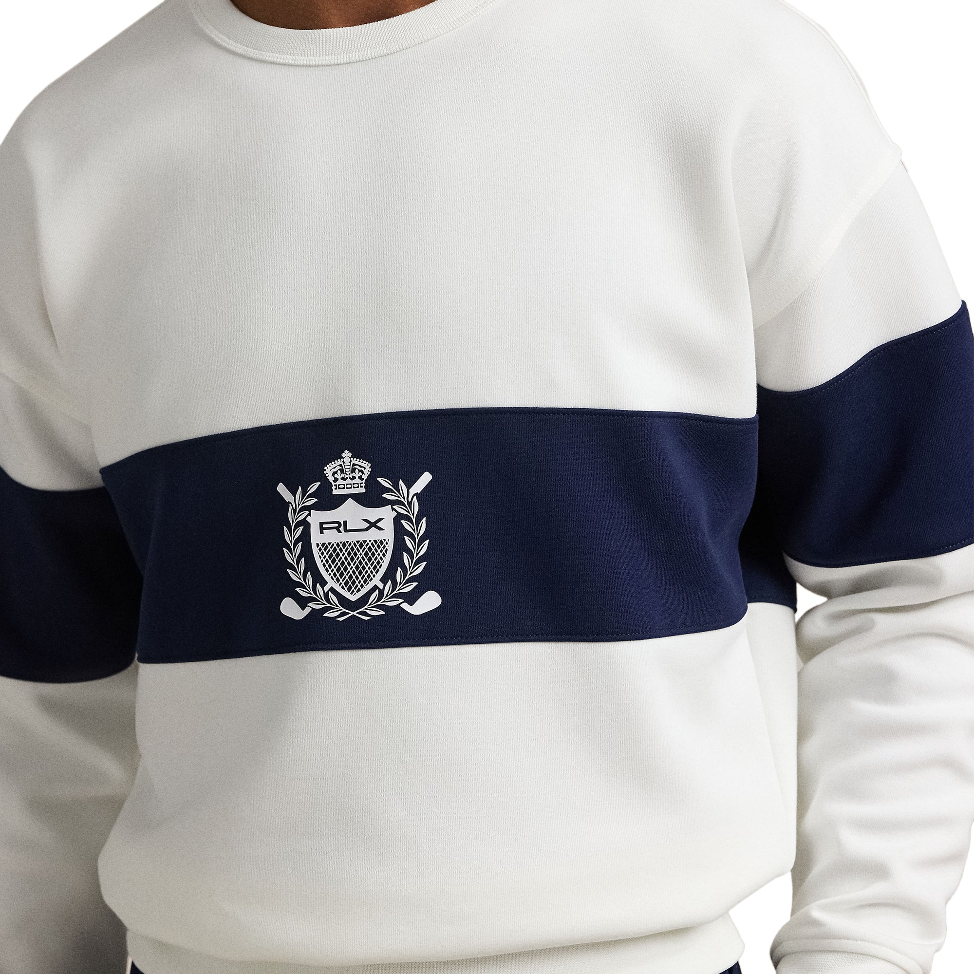 RLX Ralph Lauren Double Knit Crest Sweater Ceramic White/Refined Navy 001