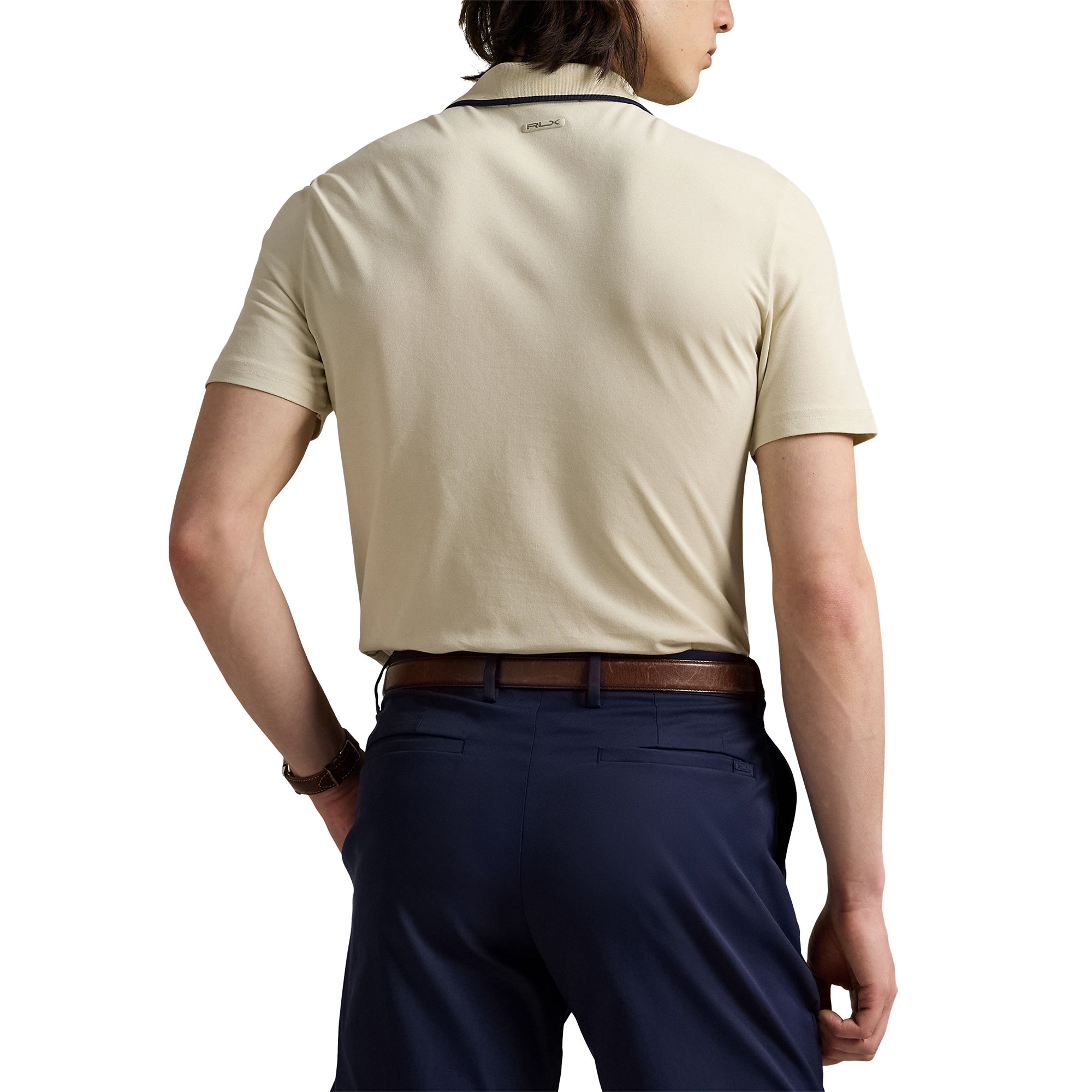 RLX Ralph Lauren Johnny Collar Polo Shirt Basic Sand/Navy 003