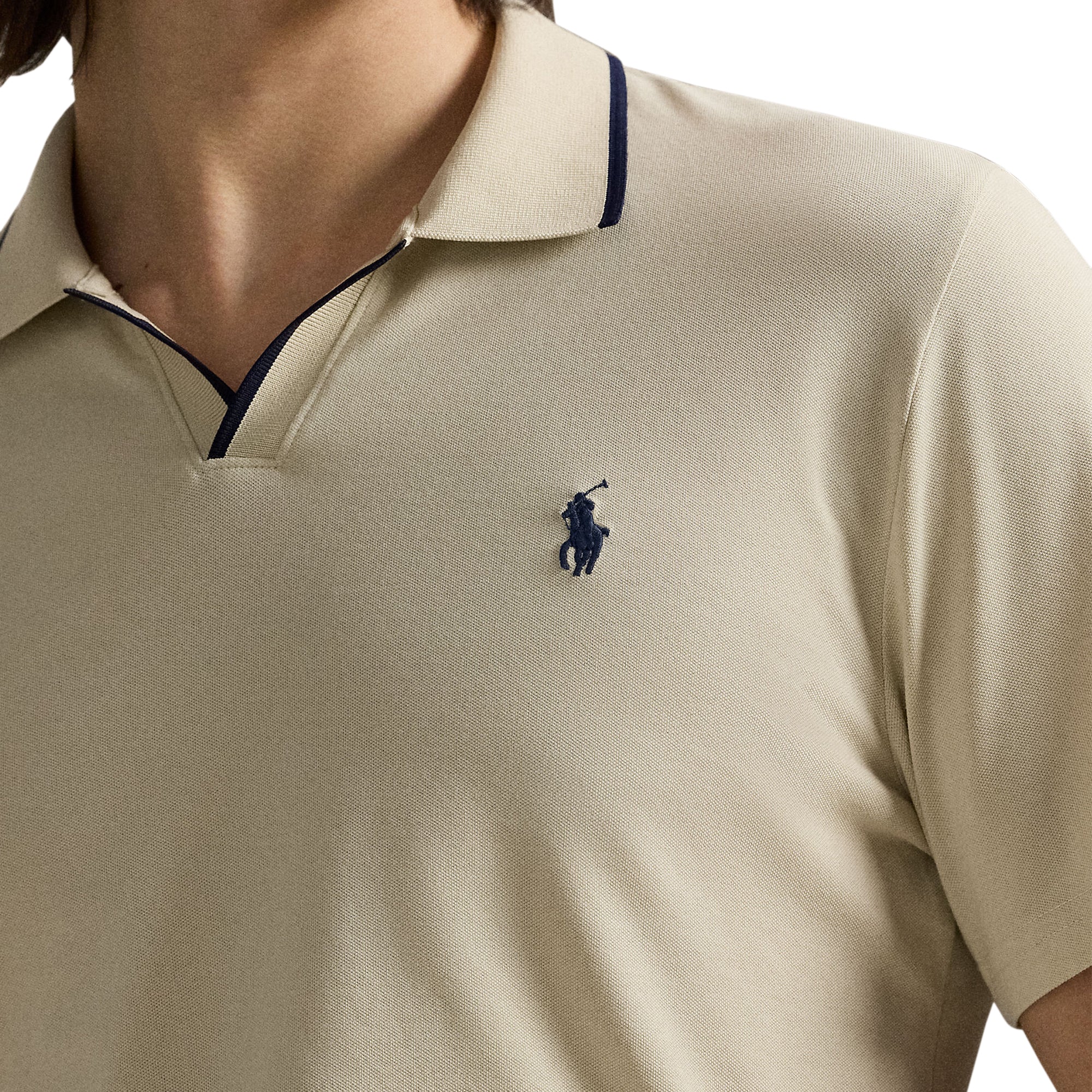 RLX Ralph Lauren Johnny Collar Polo Shirt Basic Sand/Navy 003