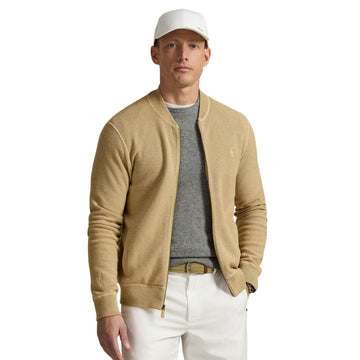 RLX Ralph Lauren Mesh Knit Full Zip Sweater Camel Combo 002