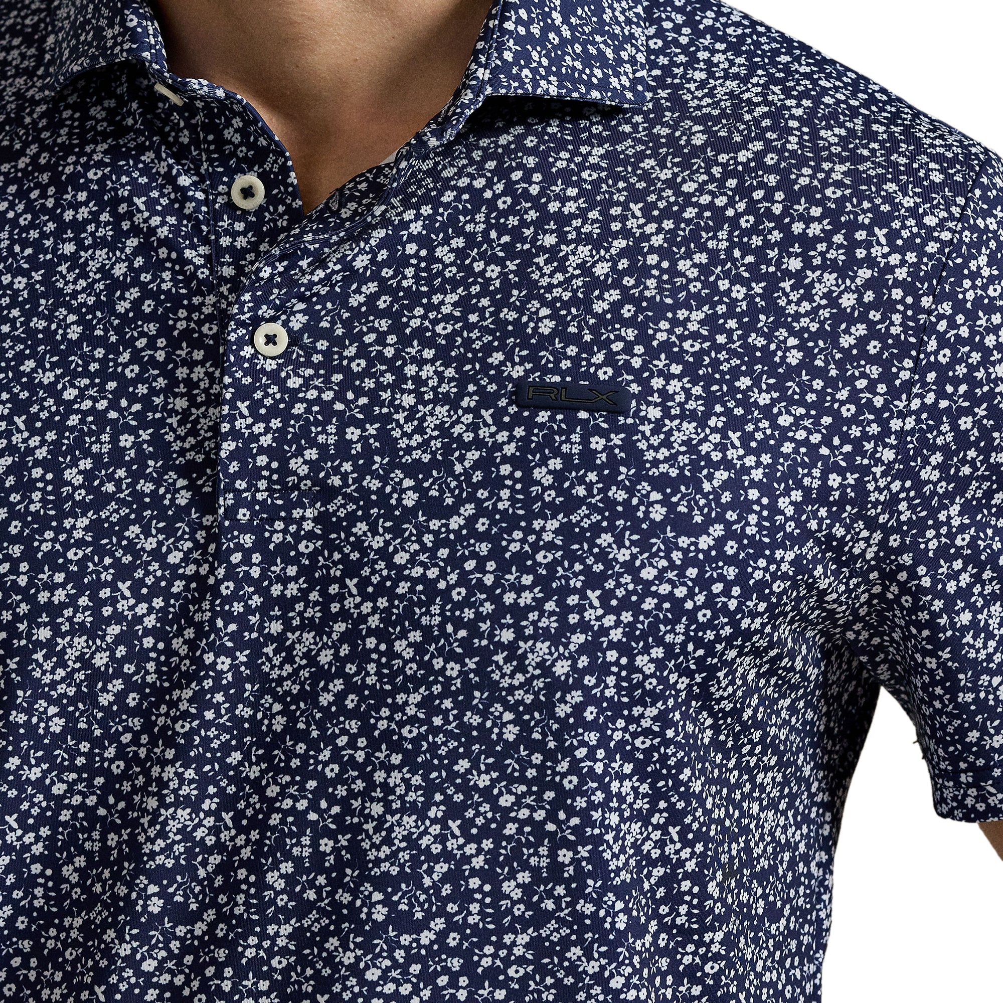 RLX Ralph Lauren Micro Toss Floral Polo Shirt Refined Navy 003