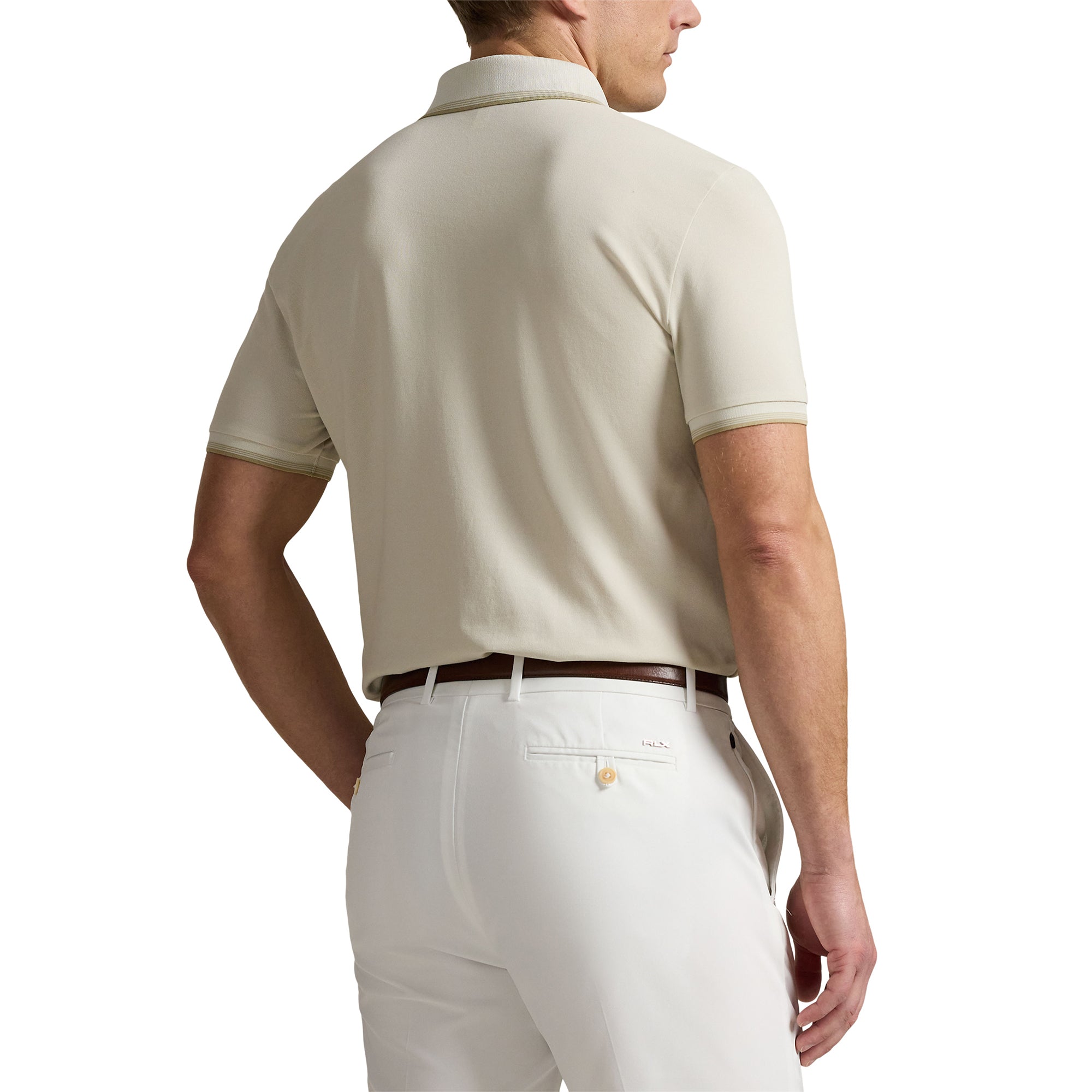 RLX Ralph Lauren Pique Tipped Polo Shirt Basic Sand 002