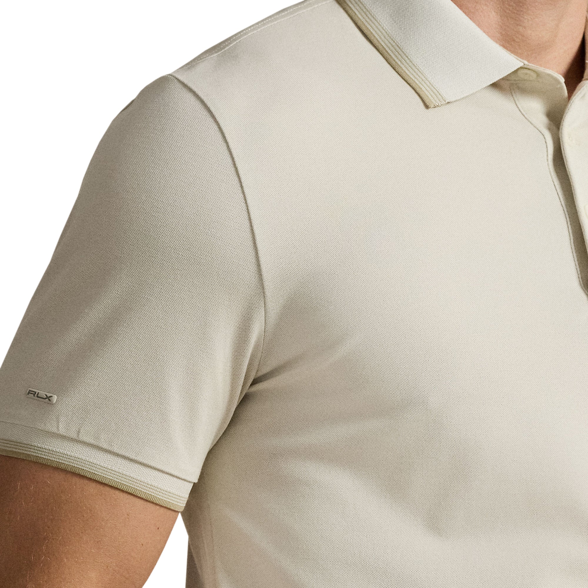 RLX Ralph Lauren Pique Tipped Polo Shirt Basic Sand 002