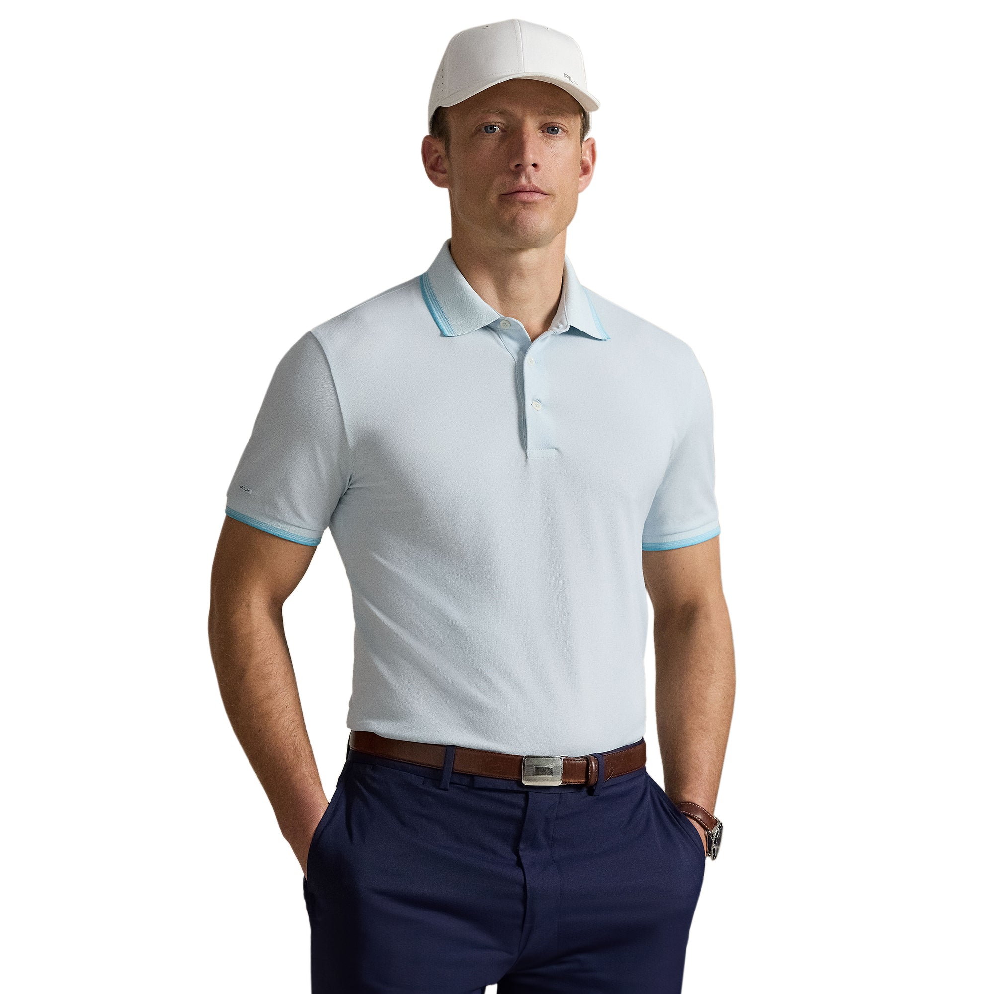 RLX Ralph Lauren Pique Tipped Polo Shirt Summer Aqua 003