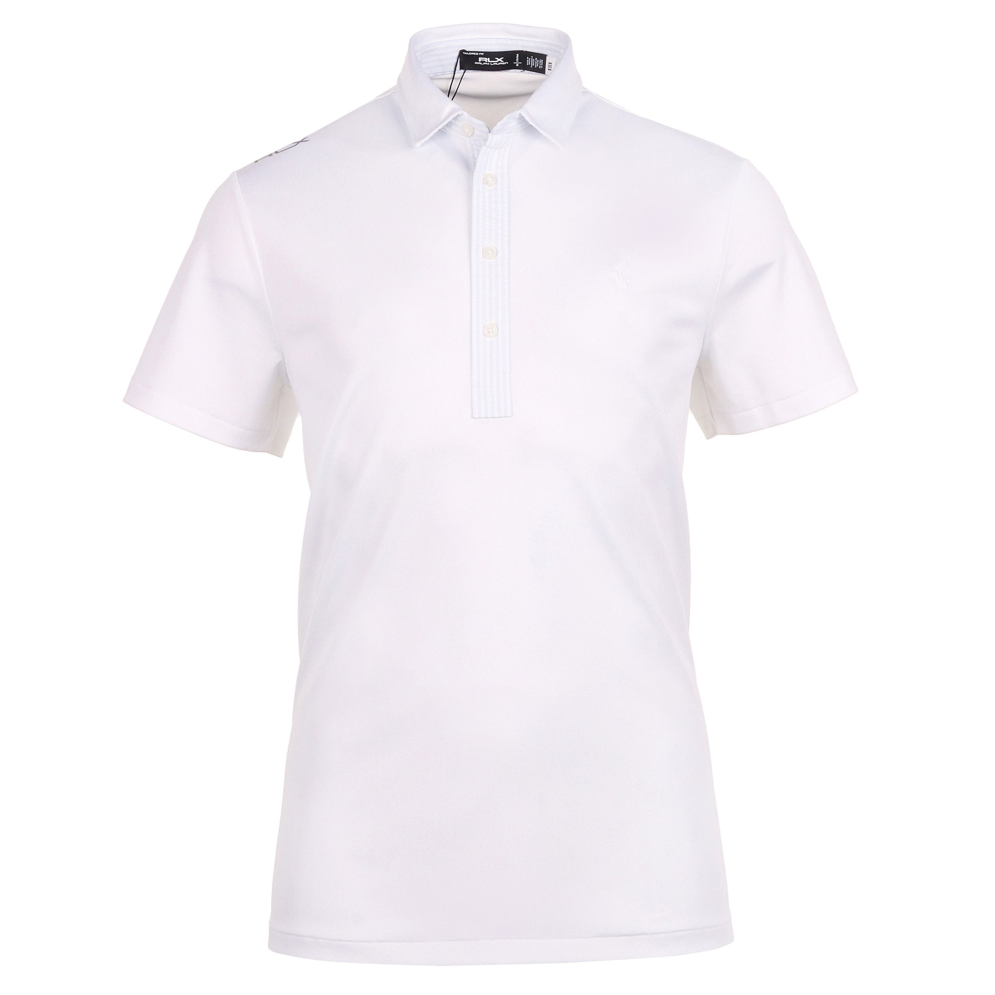 RLX Ralph Lauren Trim Detail Pique Polo Shirt Ceramic White/Office Blue 001