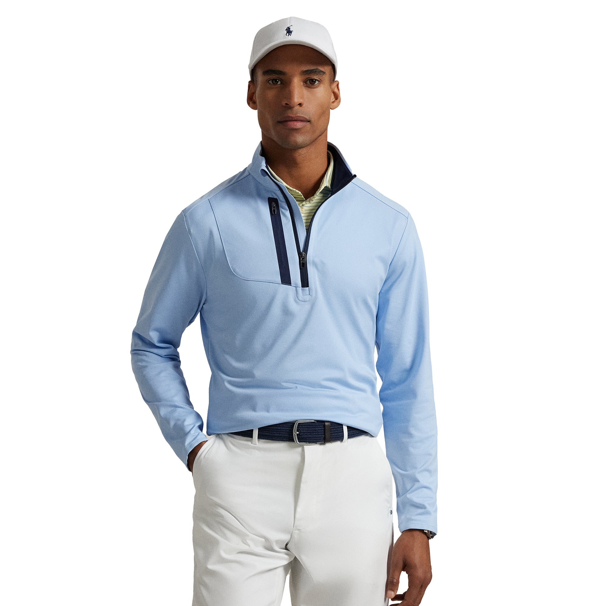 RLX Ralph Lauren Stretch Jersey Half Zip Office Blue