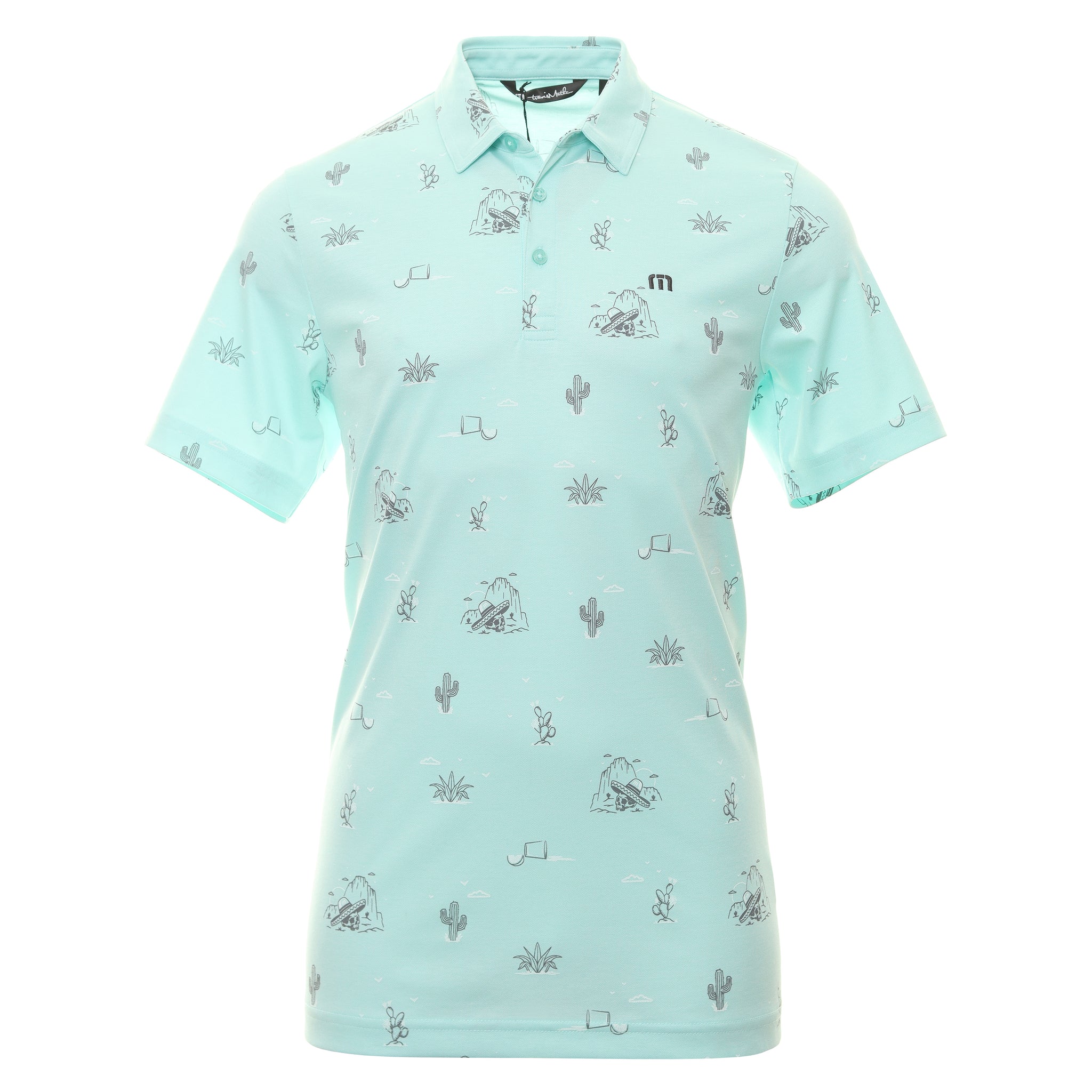 TravisMathew All The Tacos Polo Shirt 1MY101 Heather Turquoise