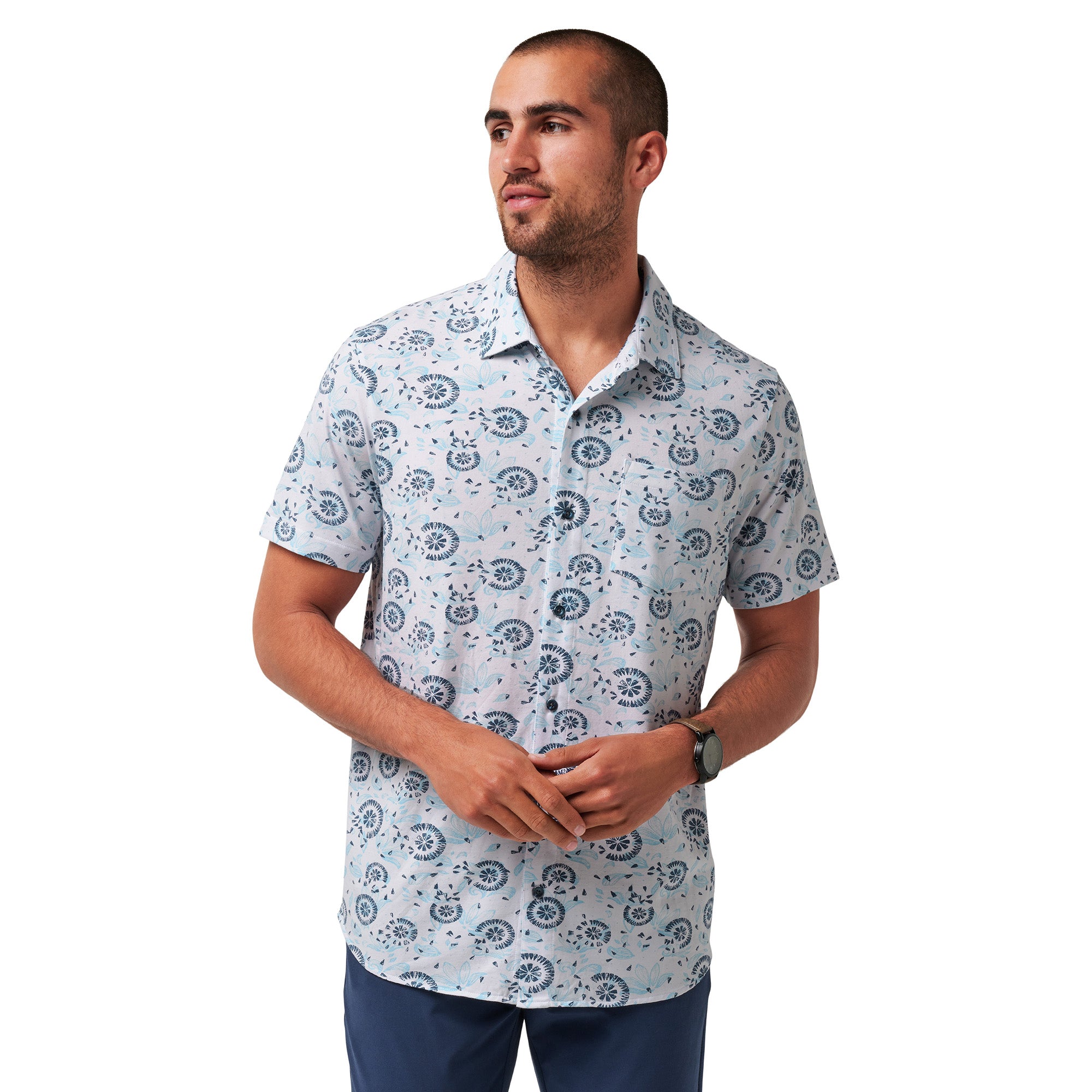 TravisMathew Flourish Button Up Shirt White