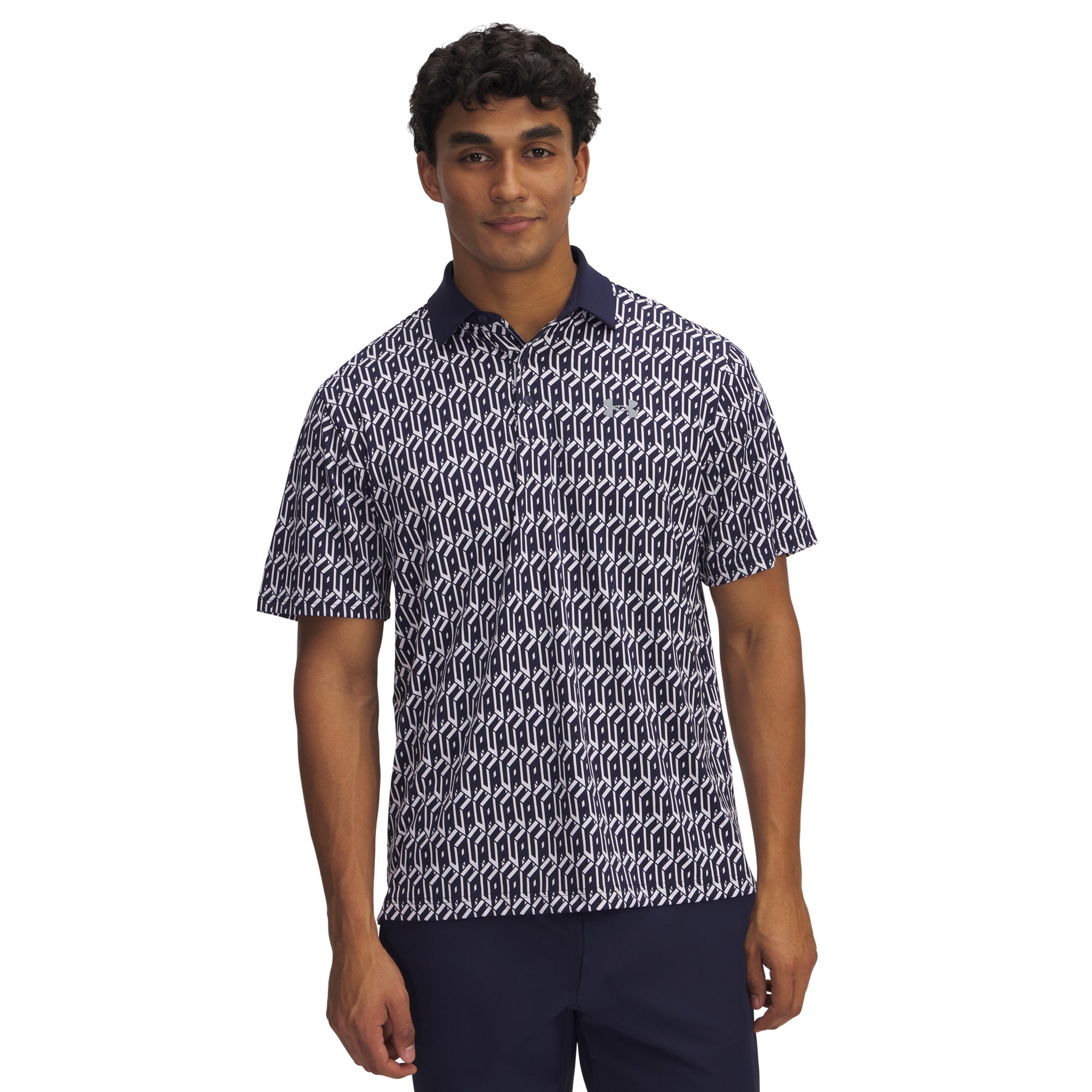 Under Armour Golf Playoff 3.0 Printed Shirt White/Midnight Navy 114