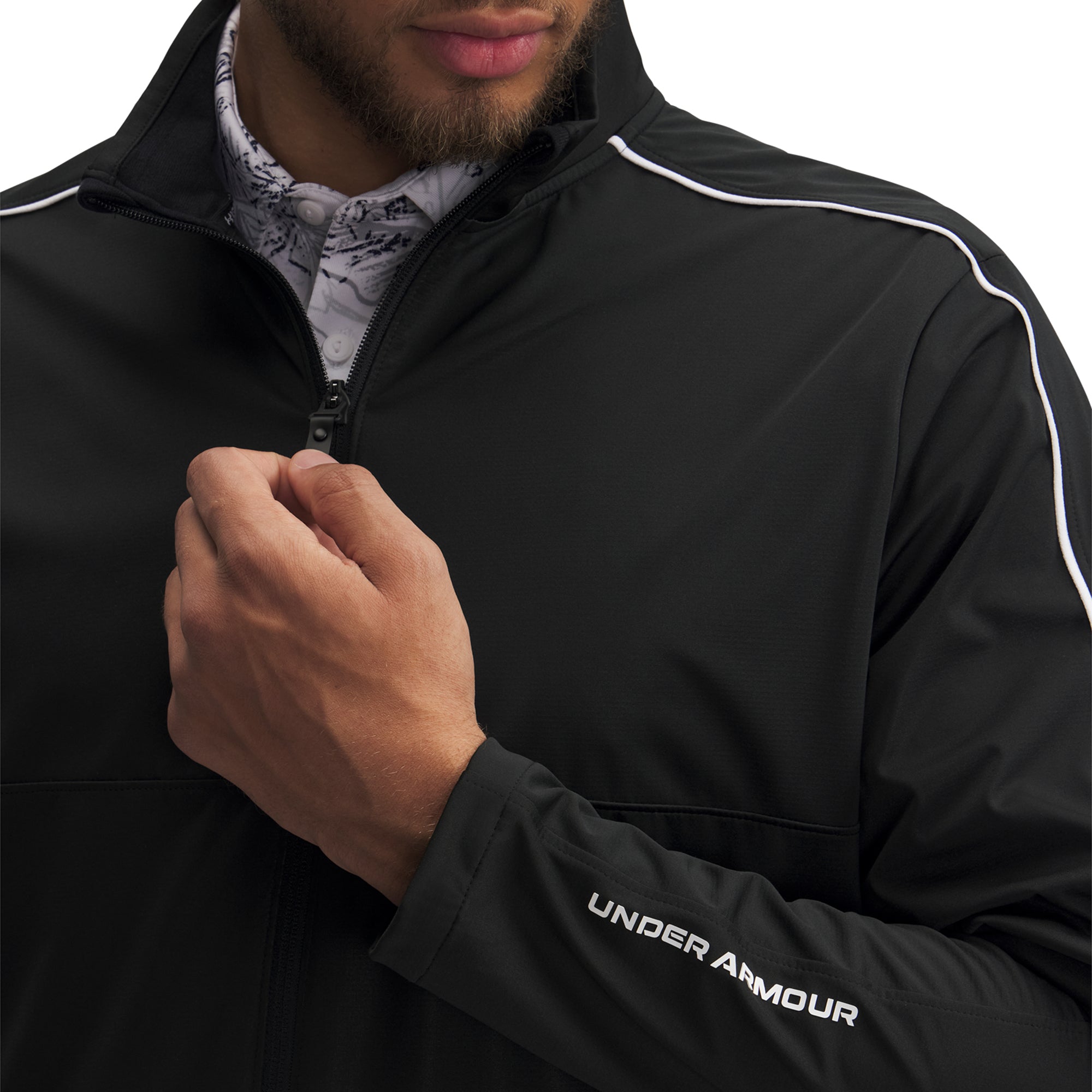 Under Armour Golf UA Drive Wind Full Zip Black/White 001