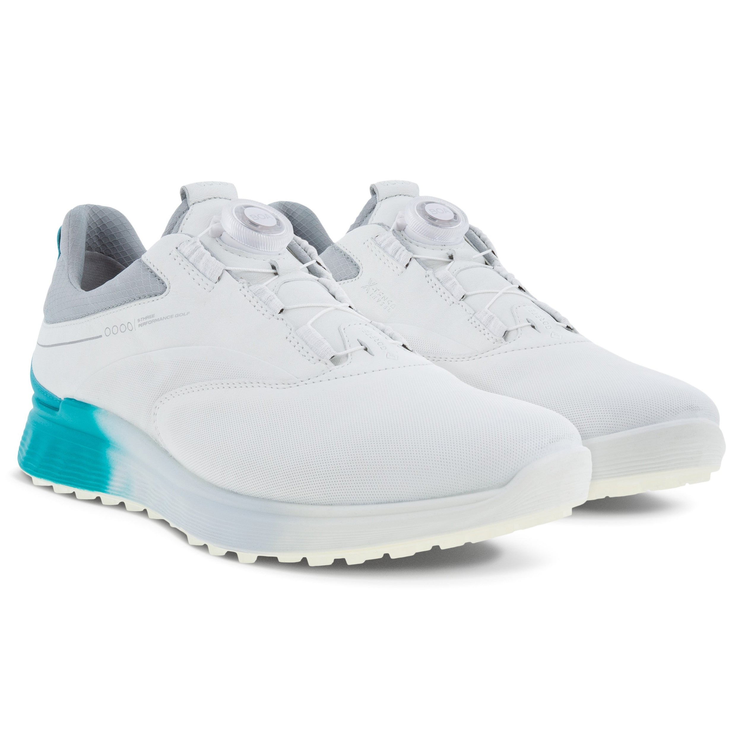 Ecco S-Three Gore-Tex BOA Golf Shoes 102954 White Caribbean Concrete ...