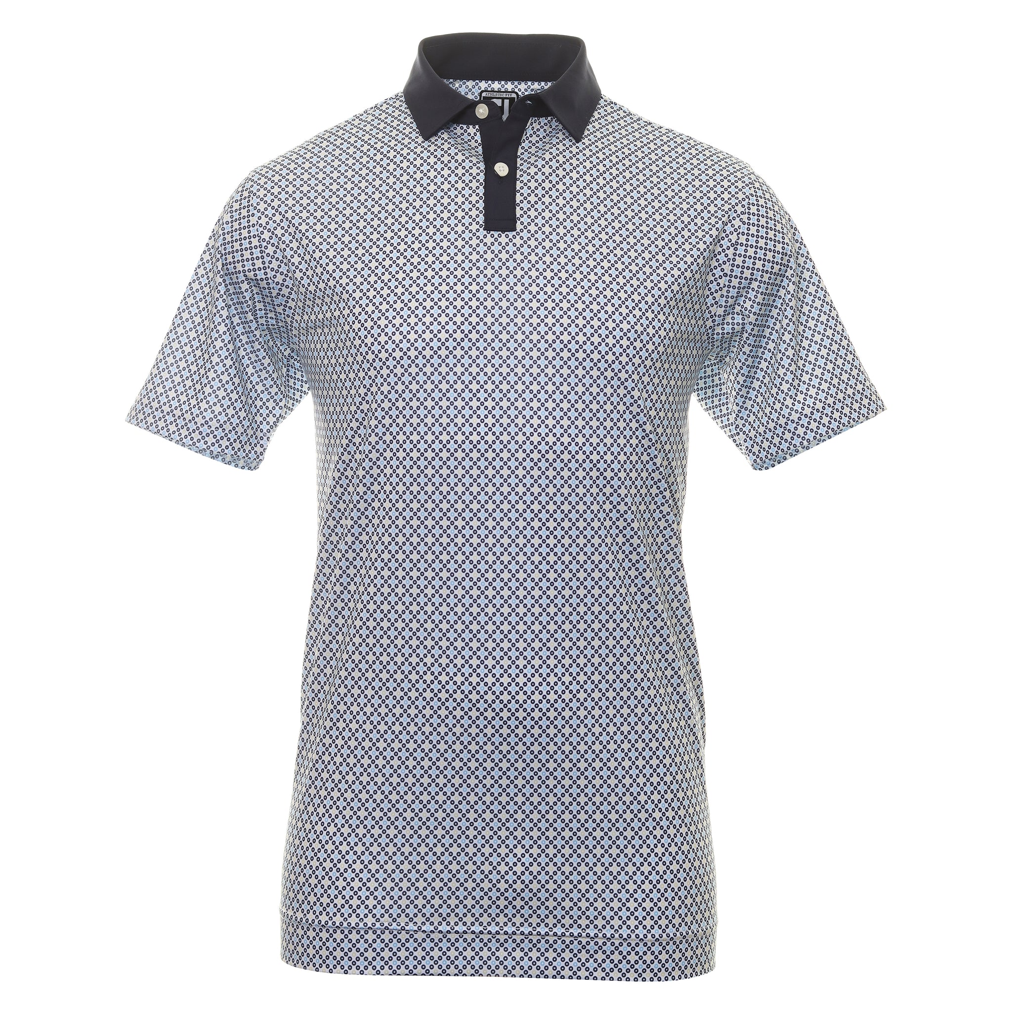FootJoy Circle Print Lisle Golf Shirt 80033 Navy True Blue Almond White ...