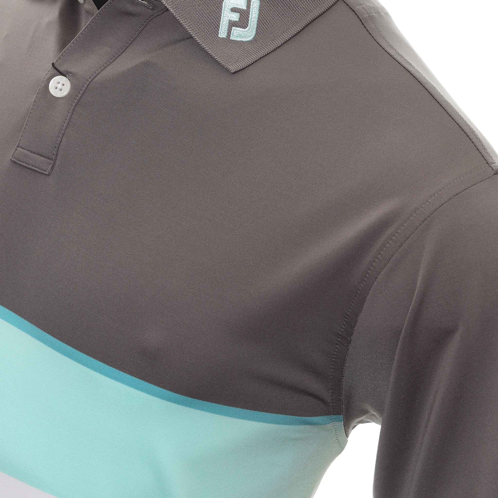 FootJoy Colour Theory Lisle Golf Shirt Lava/Maui Blue/Aqua Surf/White