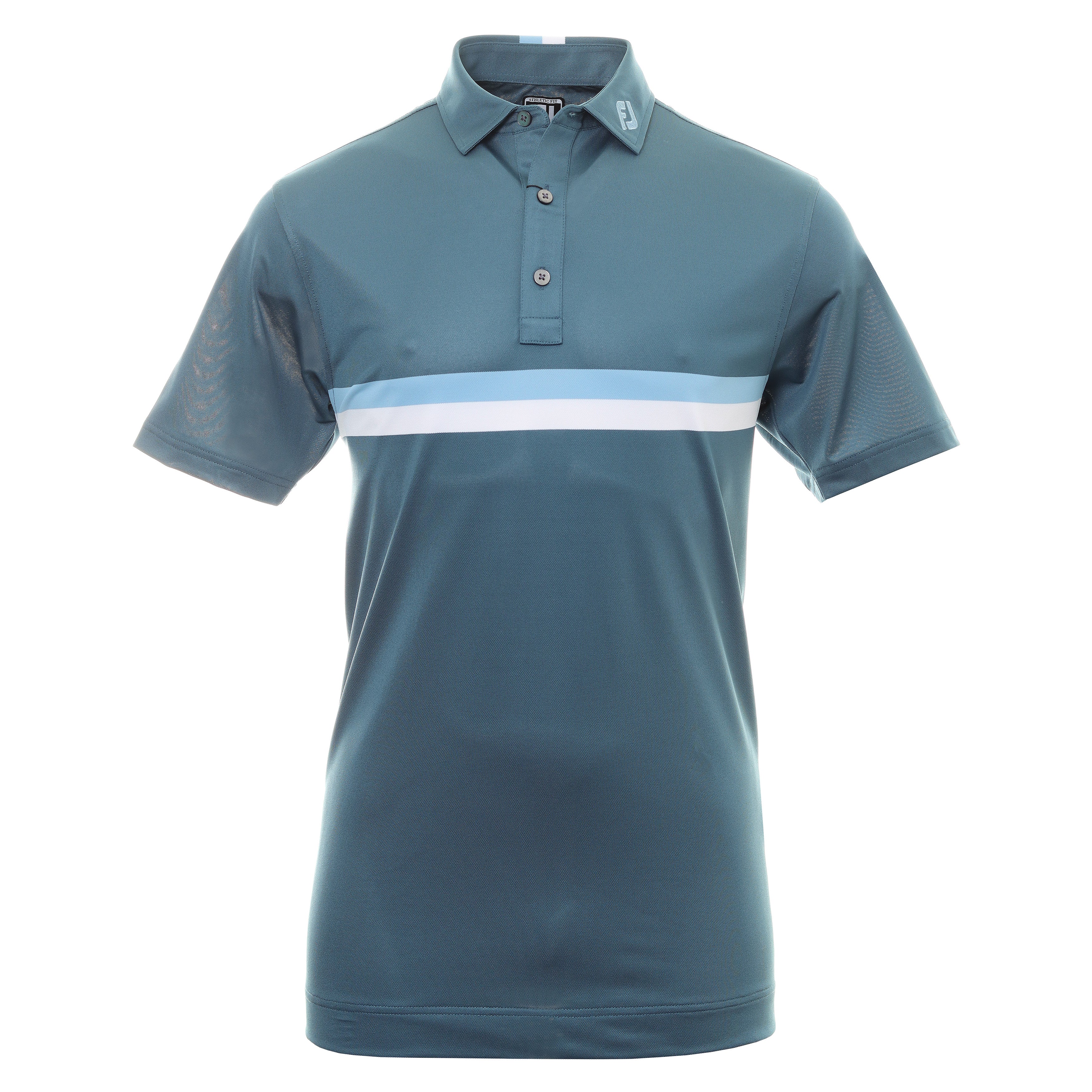 FootJoy Double Chest Band Pique Golf Shirt 88391 Ink Dusk Blue White ...