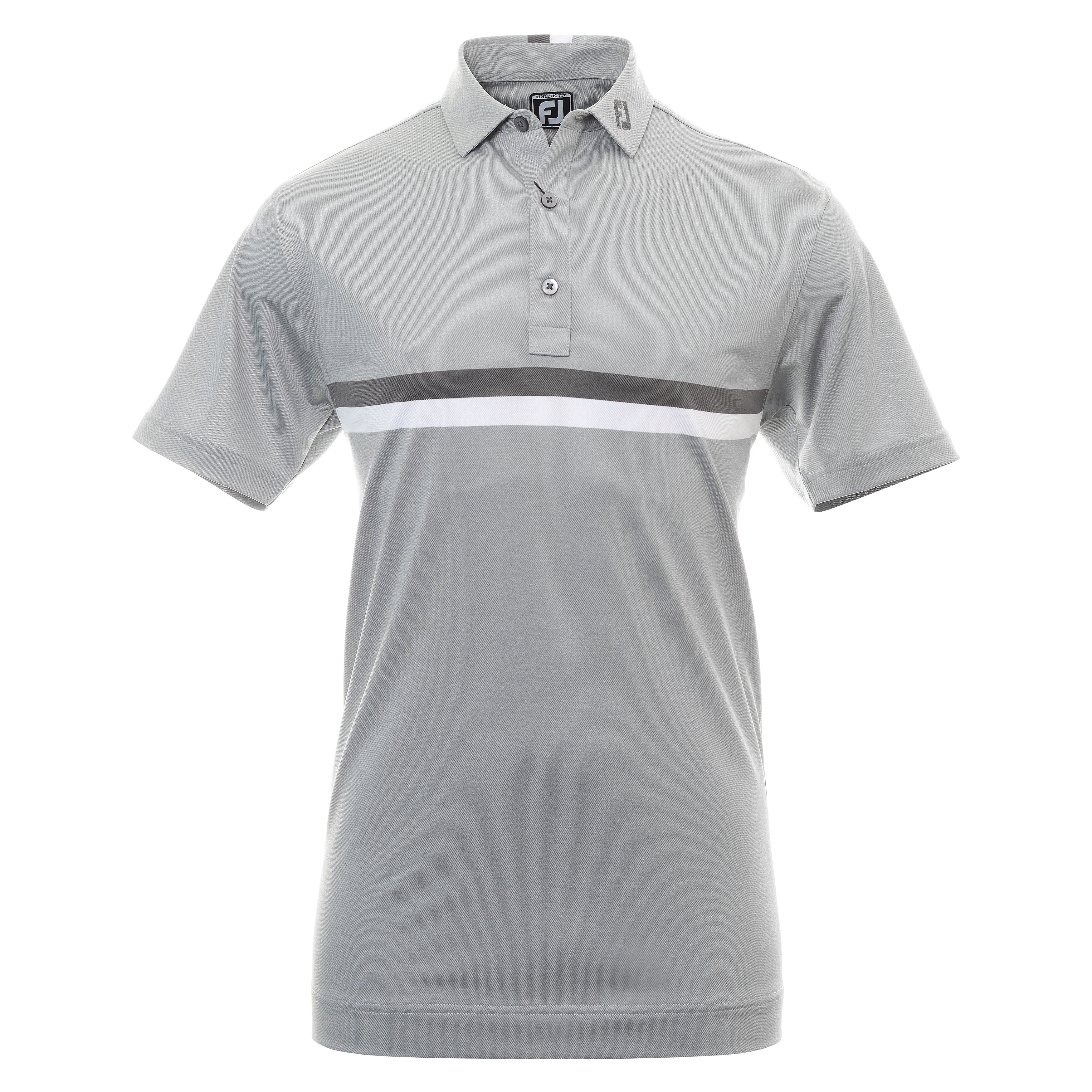 FootJoy Double Chest Band Pique Golf Shirt 88442 Heather Grey Charcoal ...