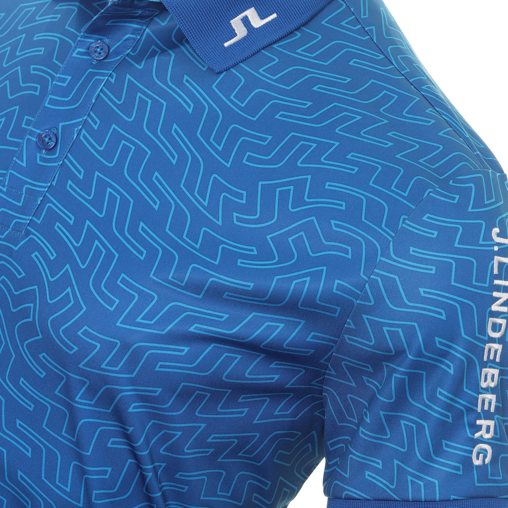 J.Lindeberg Golf Tour Tech Print Polo Shirt GMJT07644 Lapis Blue Bridge ...