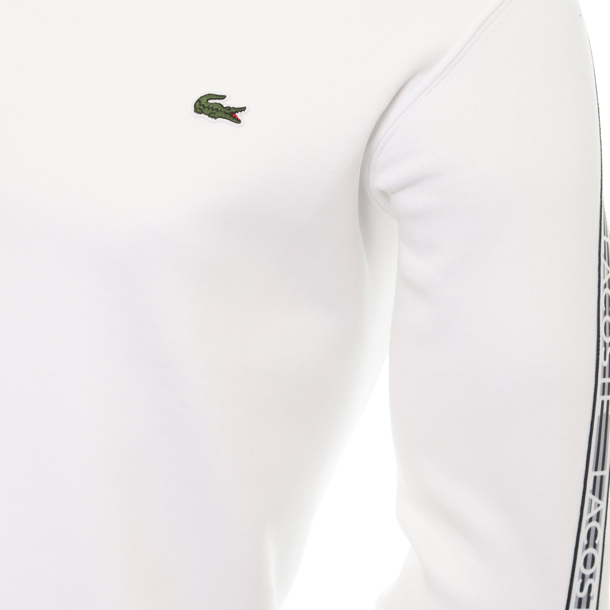 Lacoste Logo Stripe Crew Sweater White 001