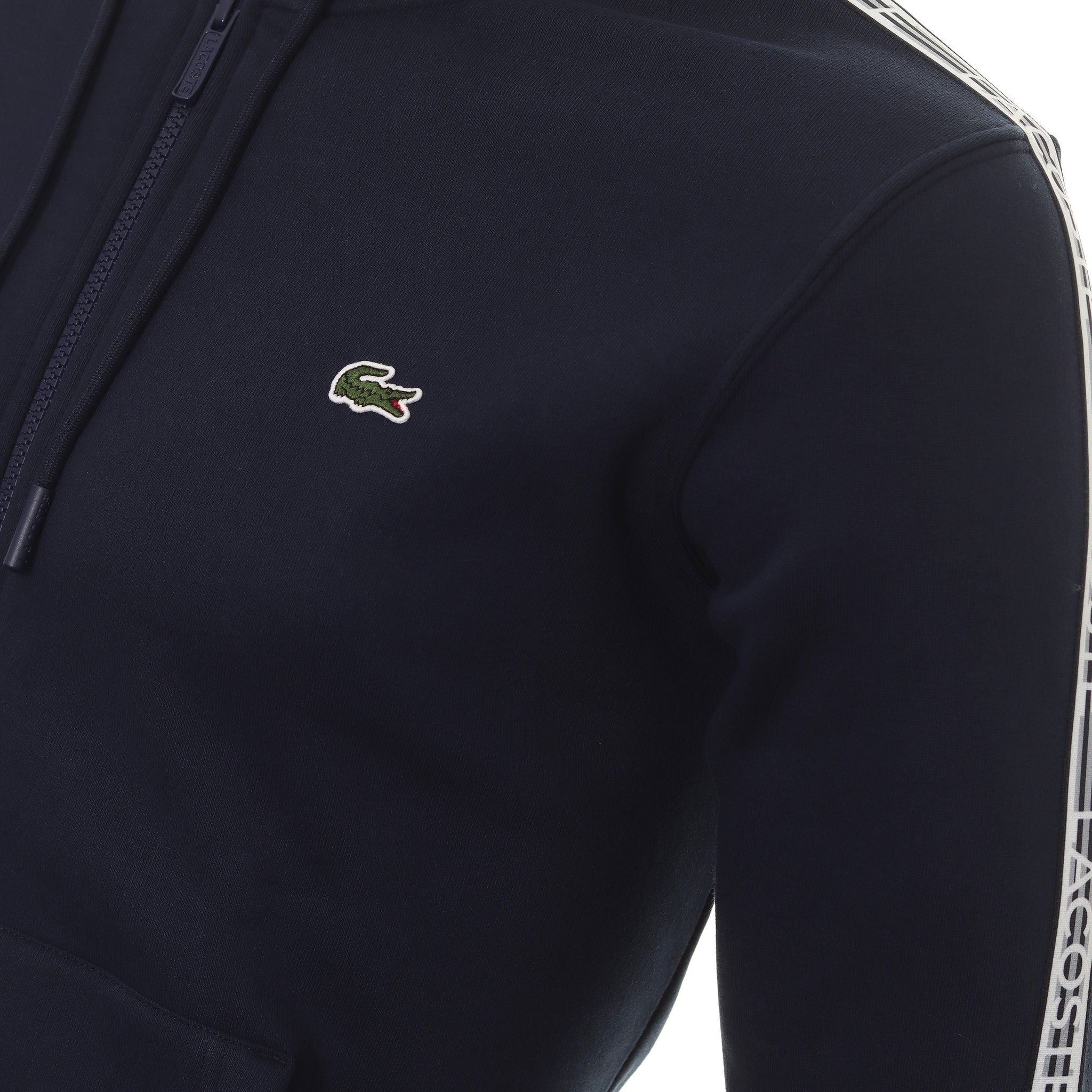 Lacoste Logo Stripe Zipped Hoodie Navy 166