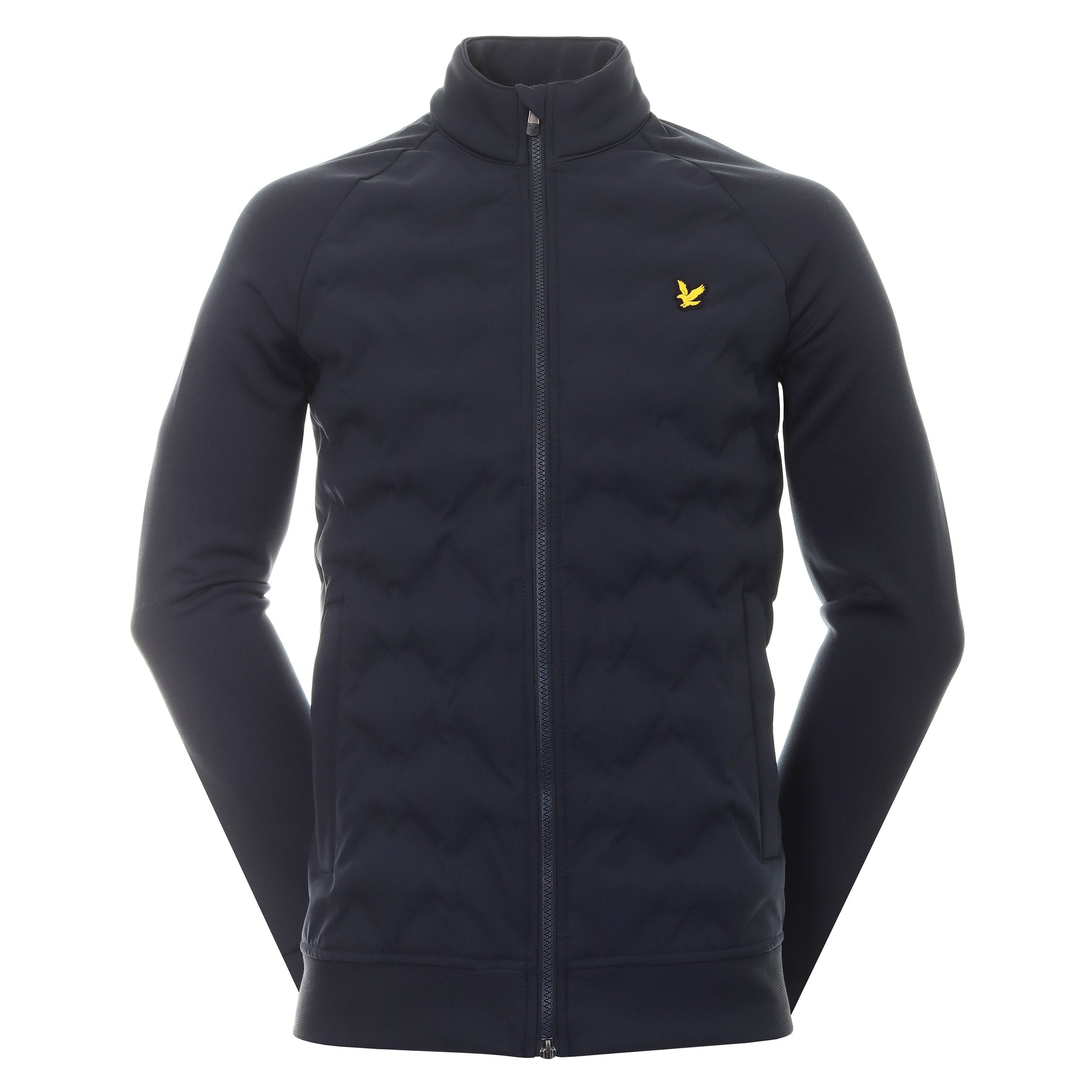 Lyle & Scott Golf Check Quilt Back Fleece Jacket Dark Navy Z271